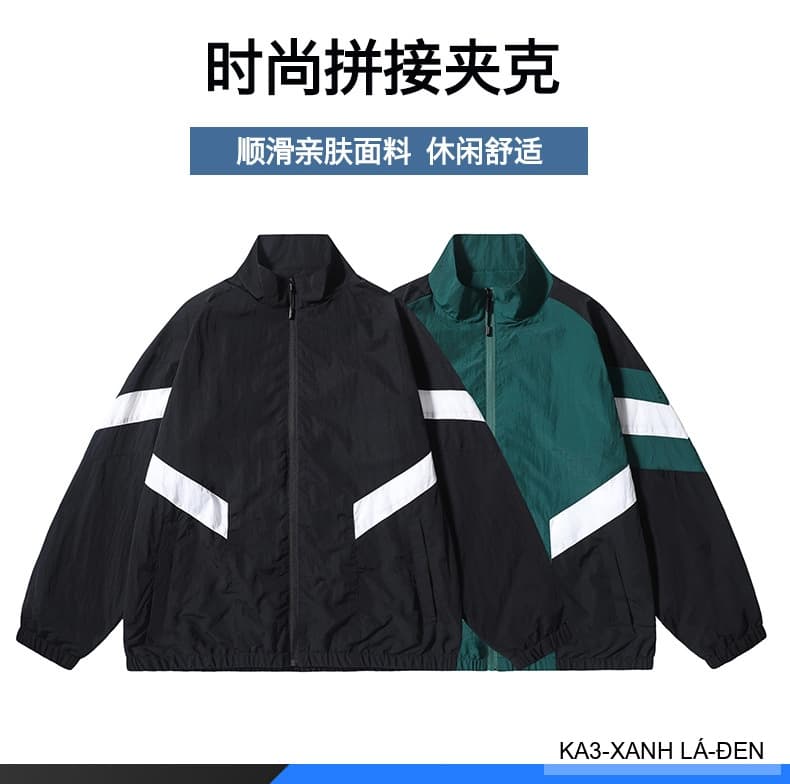 KA3 - Áo khoác nam dáng rộng phối màu cổ đứng phong cách thể thao thoáng khí mùa xuân thu - ảnh 20