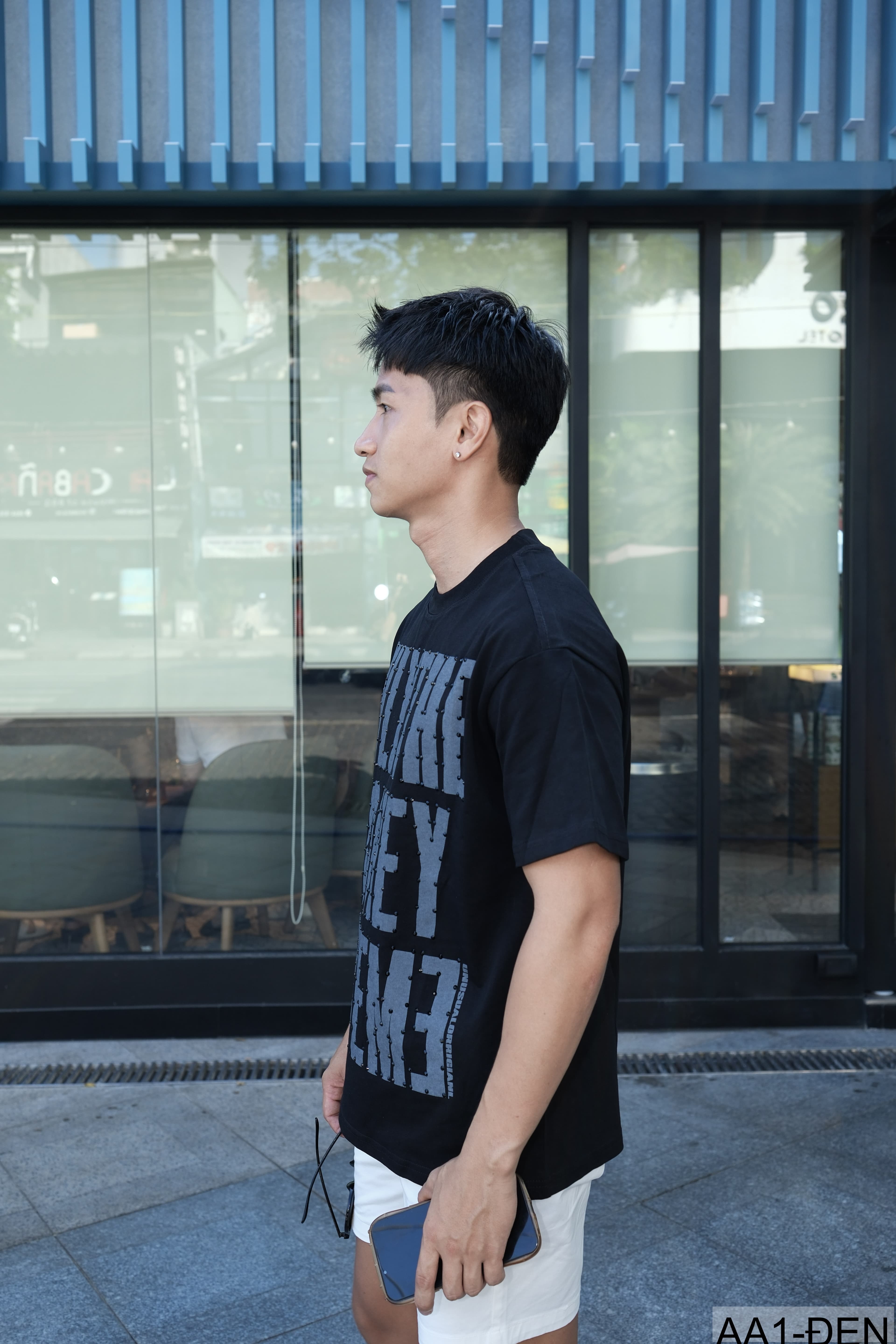 AA1 - Áo thun nam cổ tròn in chữ retro phong cách streetwear, cotton , dáng vừa vặn, 4 màu thời thượng - ảnh 6