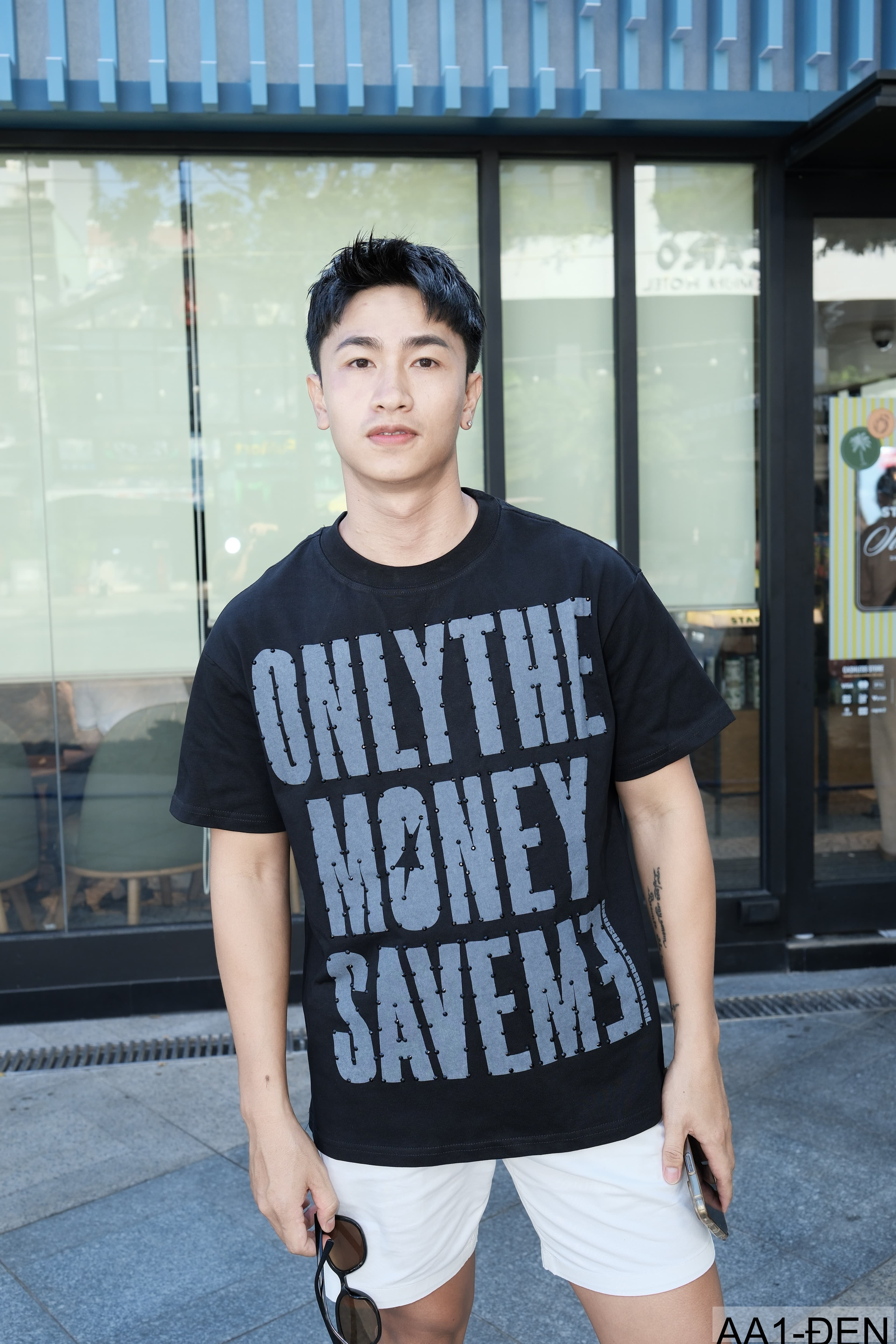 AA1 - Áo thun nam cổ tròn in chữ retro phong cách streetwear, cotton , dáng vừa vặn, 4 màu thời thượng - ảnh 7