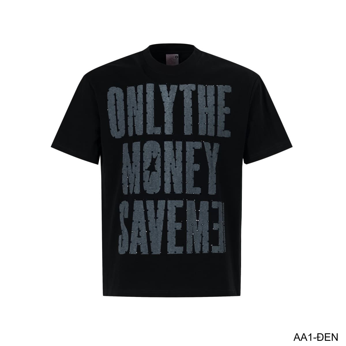 AA1 - Áo thun nam cổ tròn in chữ retro phong cách streetwear, cotton , dáng vừa vặn, 4 màu thời thượng
