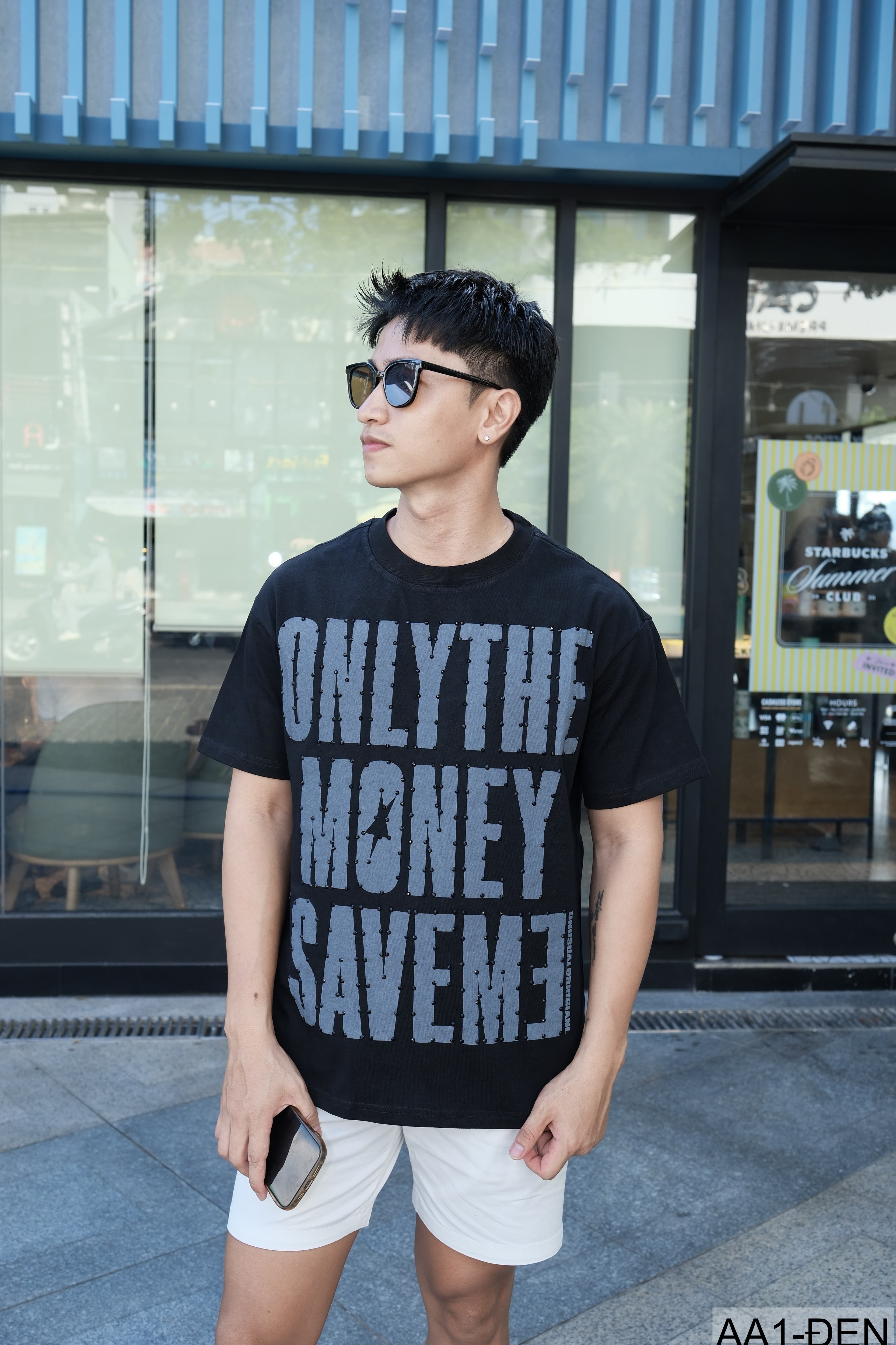 AA1 - Áo thun nam cổ tròn in chữ retro phong cách streetwear, cotton , dáng vừa vặn, 4 màu thời thượng - ảnh 9