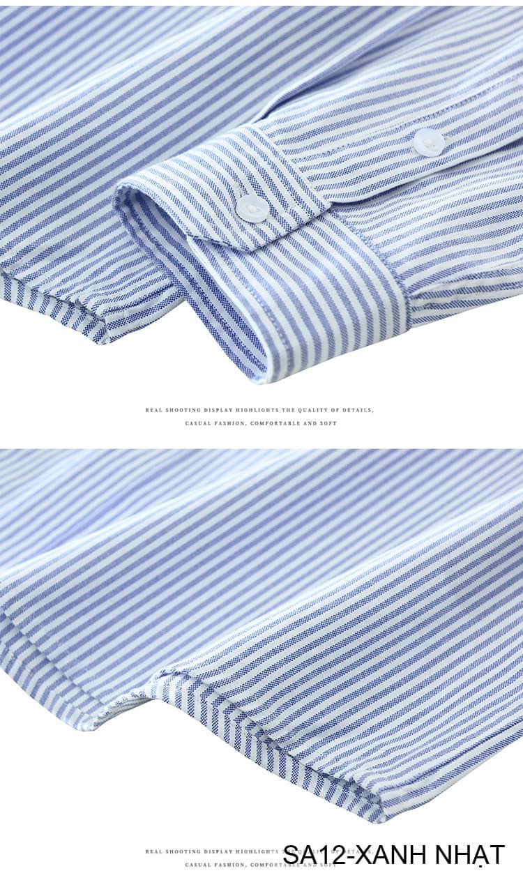 SA12 - Áo sơ mi nam dài tay sọc ngang phong cách Nhật Bản, chất cotton mềm mại, dáng rộng thoải mái - ảnh 10