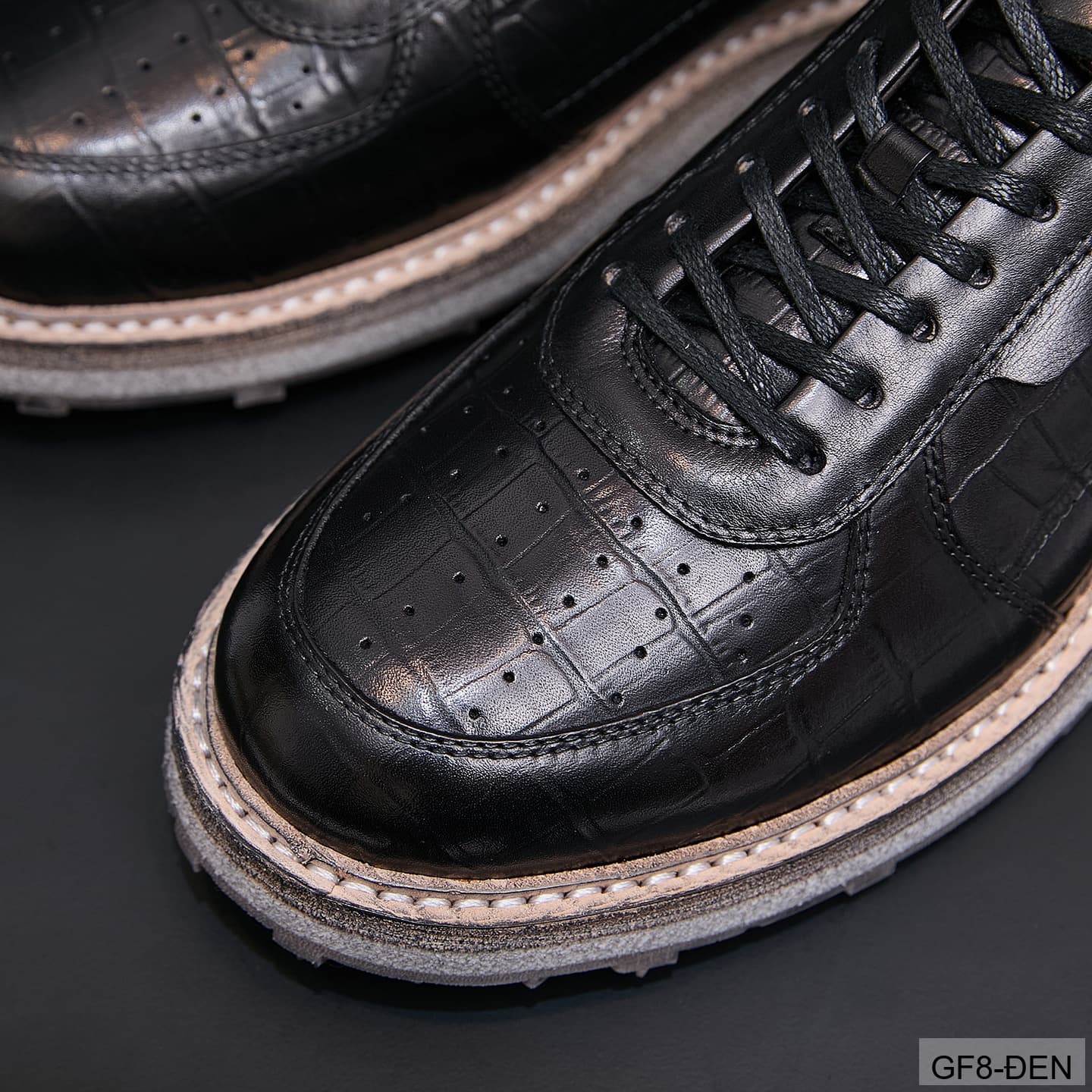 GF8 - Giày thể thao nam cổ thấp da bò họa tiết cá sấu đế Goodyear phong cách casual - ảnh 7