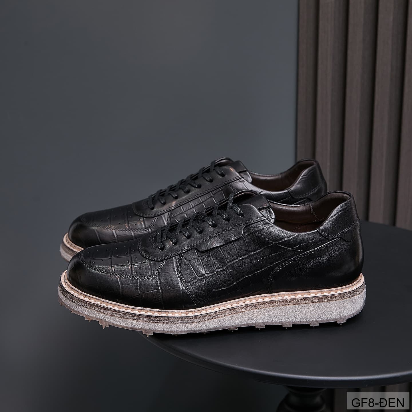 GF8 - Giày thể thao nam cổ thấp da bò họa tiết cá sấu đế Goodyear phong cách casual - ảnh 3