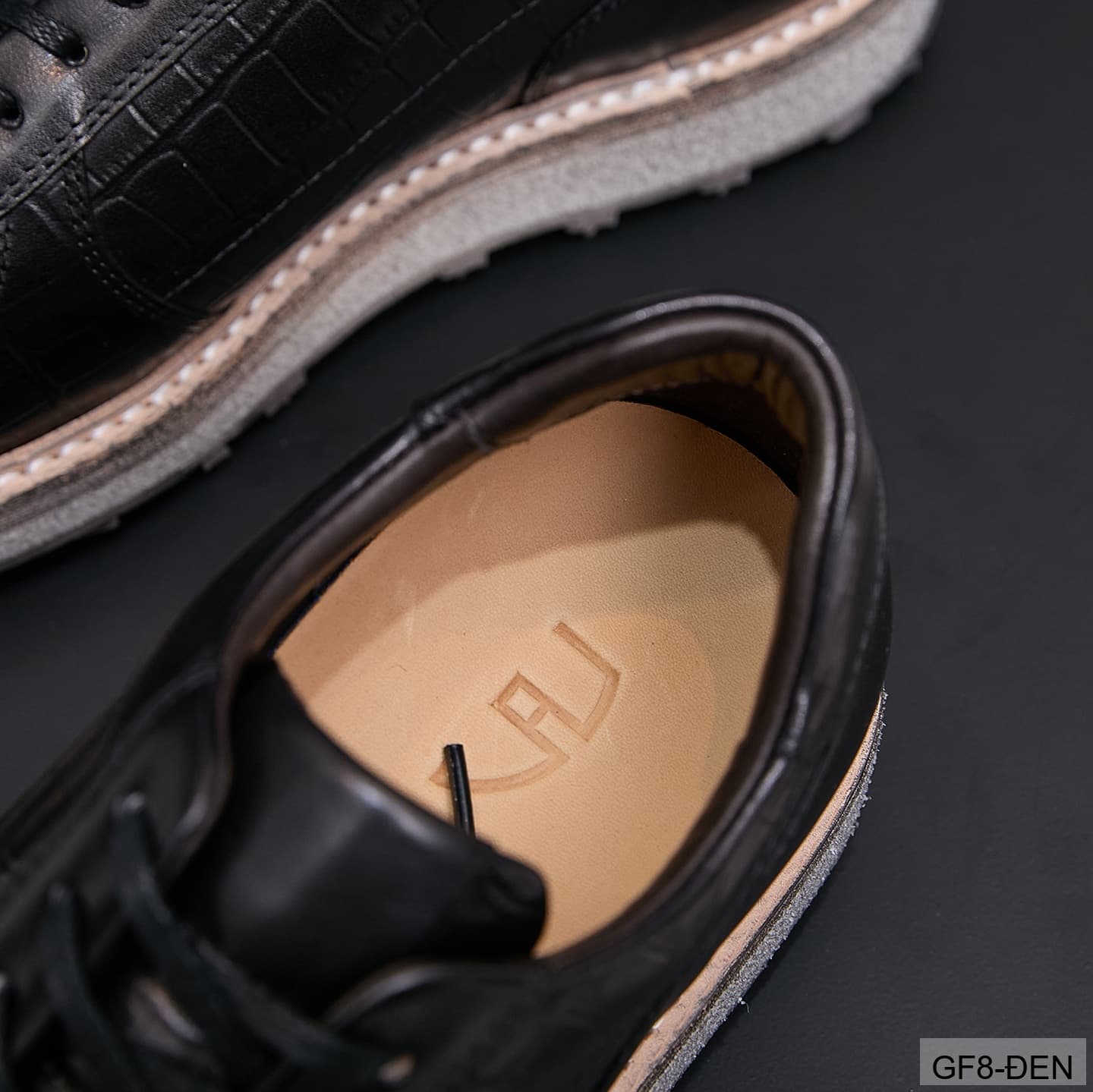 GF8 - Giày thể thao nam cổ thấp da bò họa tiết cá sấu đế Goodyear phong cách casual - ảnh 8