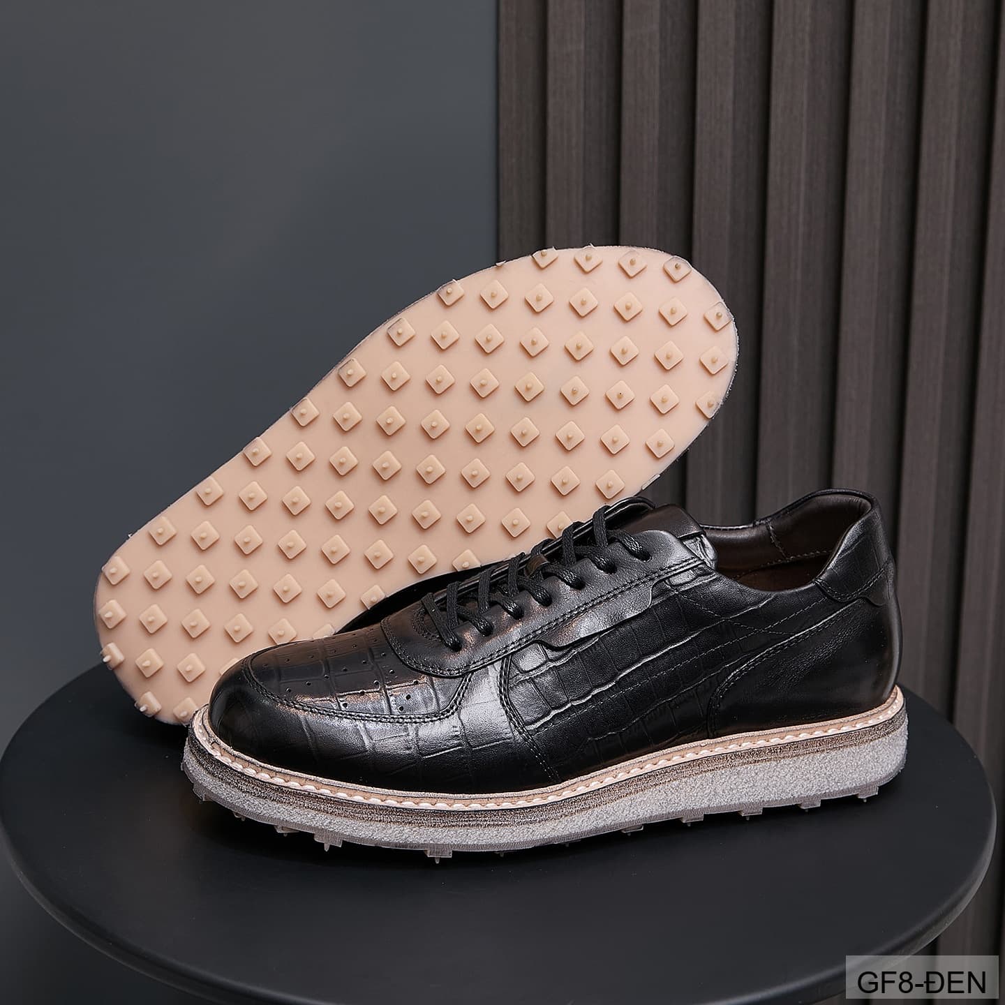 GF8 - Giày thể thao nam cổ thấp da bò họa tiết cá sấu đế Goodyear phong cách casual - ảnh 5