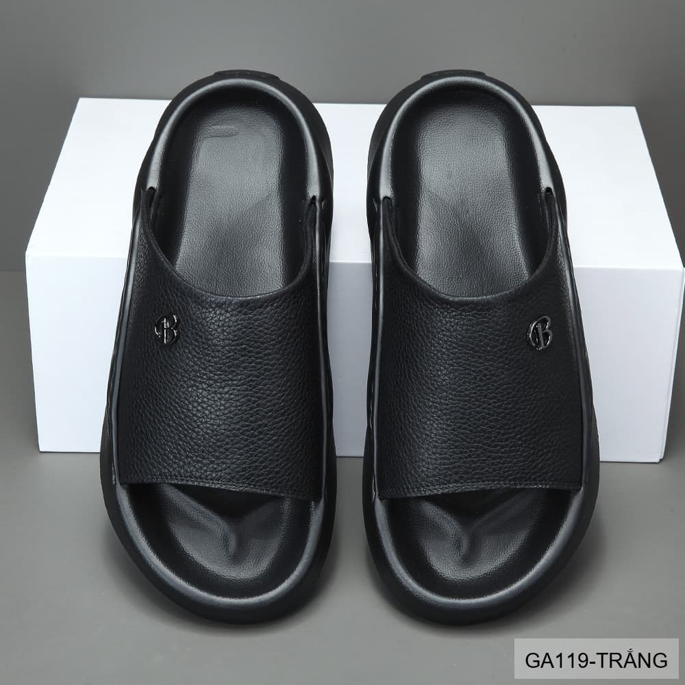 GA119 - Dép Kéo Nam Nữ Đế Dày Phong Cách Thời Trang, Chất Liệu Da Bò Mềm, Màu Trắng Đen - ảnh 3