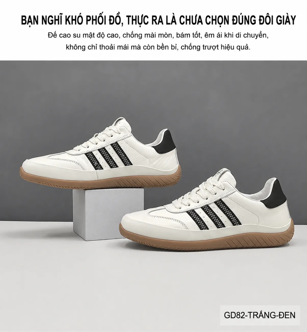 GD82 - Giày thể thao nam phối màu thời thượng, đế thấp êm chân - ảnh 4