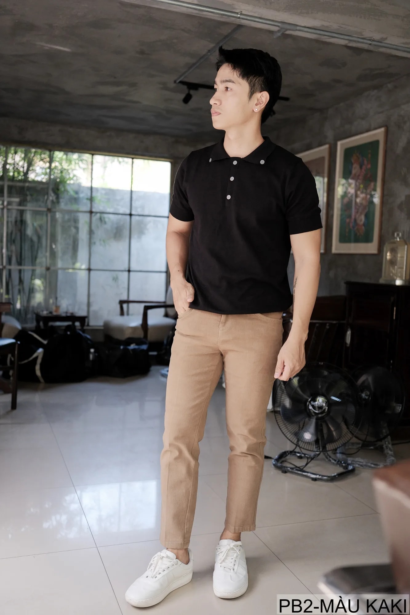PB2 - Quần Jeans Nam Ống Đứng Cổ Điển, Chất Cotton Co Giãn, Màu Kaki Đen, Phù Hợp Đi Chơi Đi Làm - ảnh 6