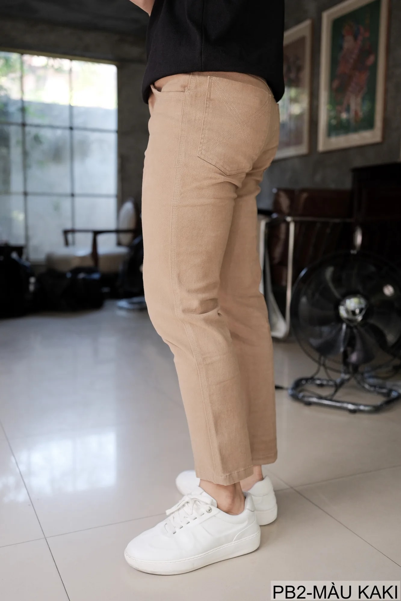 PB2 - Quần Jeans Nam Ống Đứng Cổ Điển, Chất Cotton Co Giãn, Màu Kaki Đen, Phù Hợp Đi Chơi Đi Làm - ảnh 4