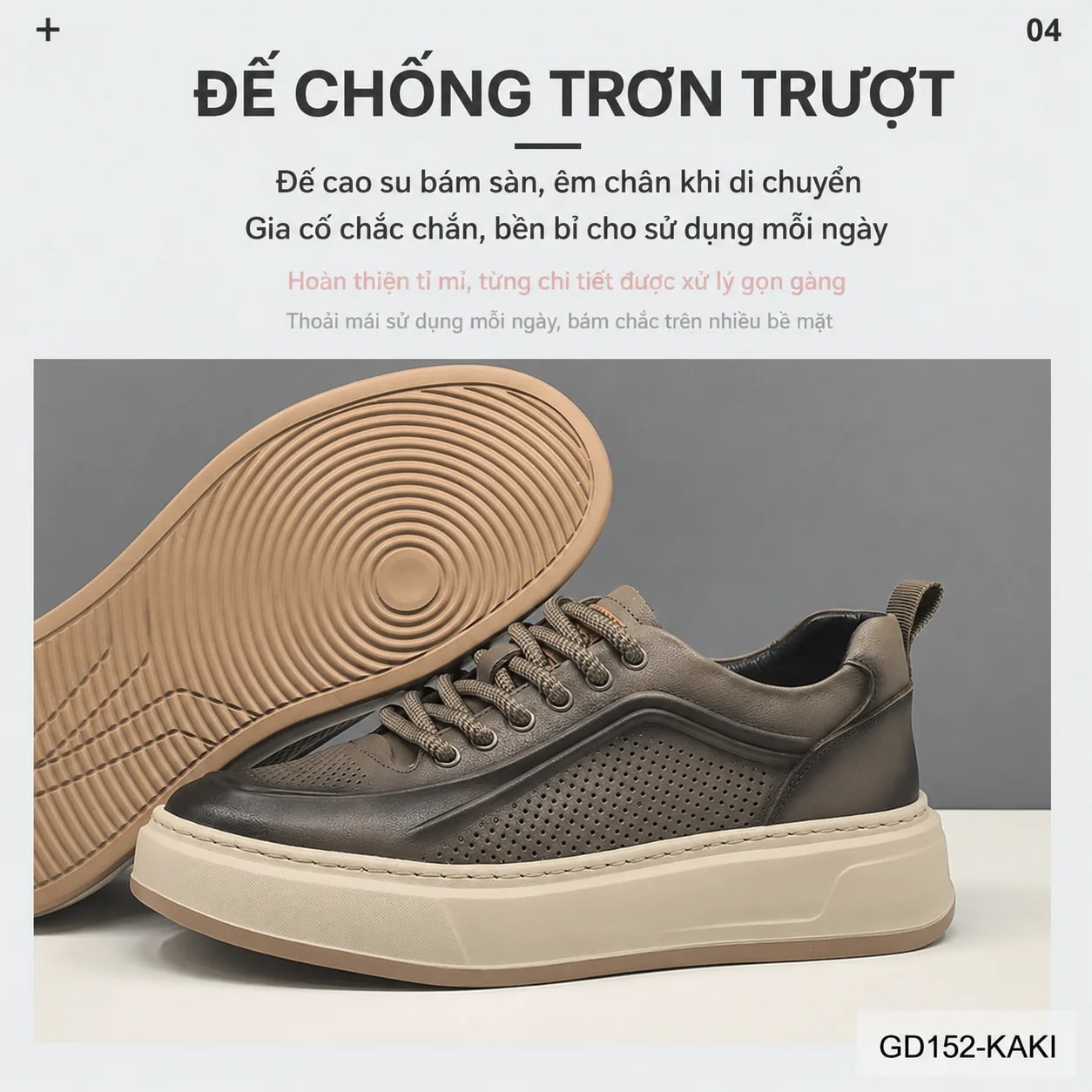 GD152 - Giày thể thao nam da bò thật đế dày thời trang, phối màu Kaki và Vàng - ảnh 6