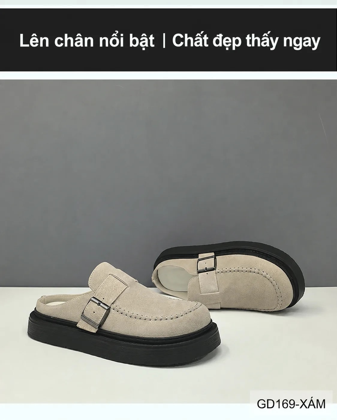 GD169 - Dép lê nam da lộn thời trang, đế cao su êm chân, kiểu dáng châu Âu sang trọng - ảnh 6