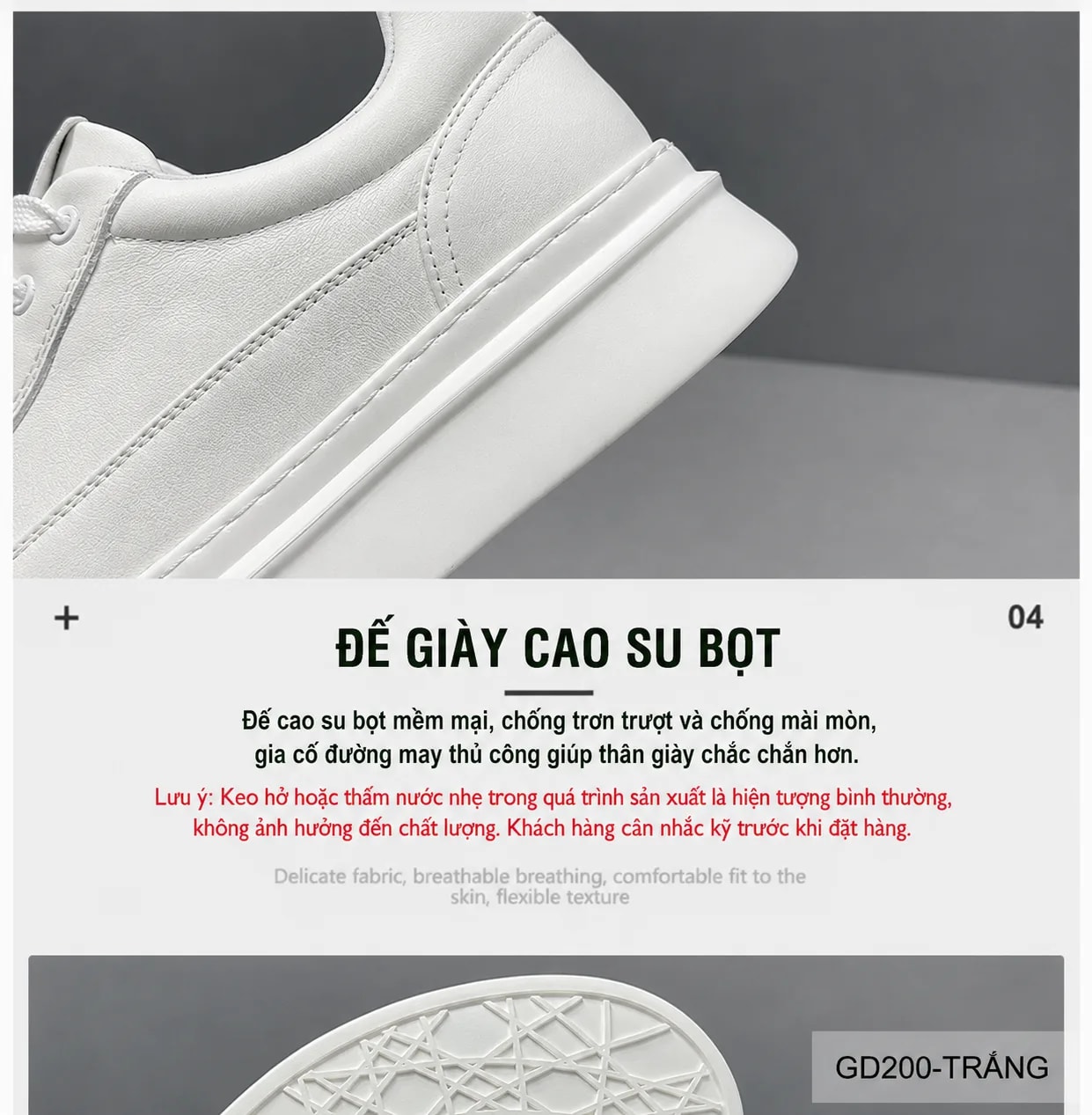 GD200 - Giày nam da thật kiểu thể thao thời trang, đế dày êm ái, màu trắng đen - ảnh 7