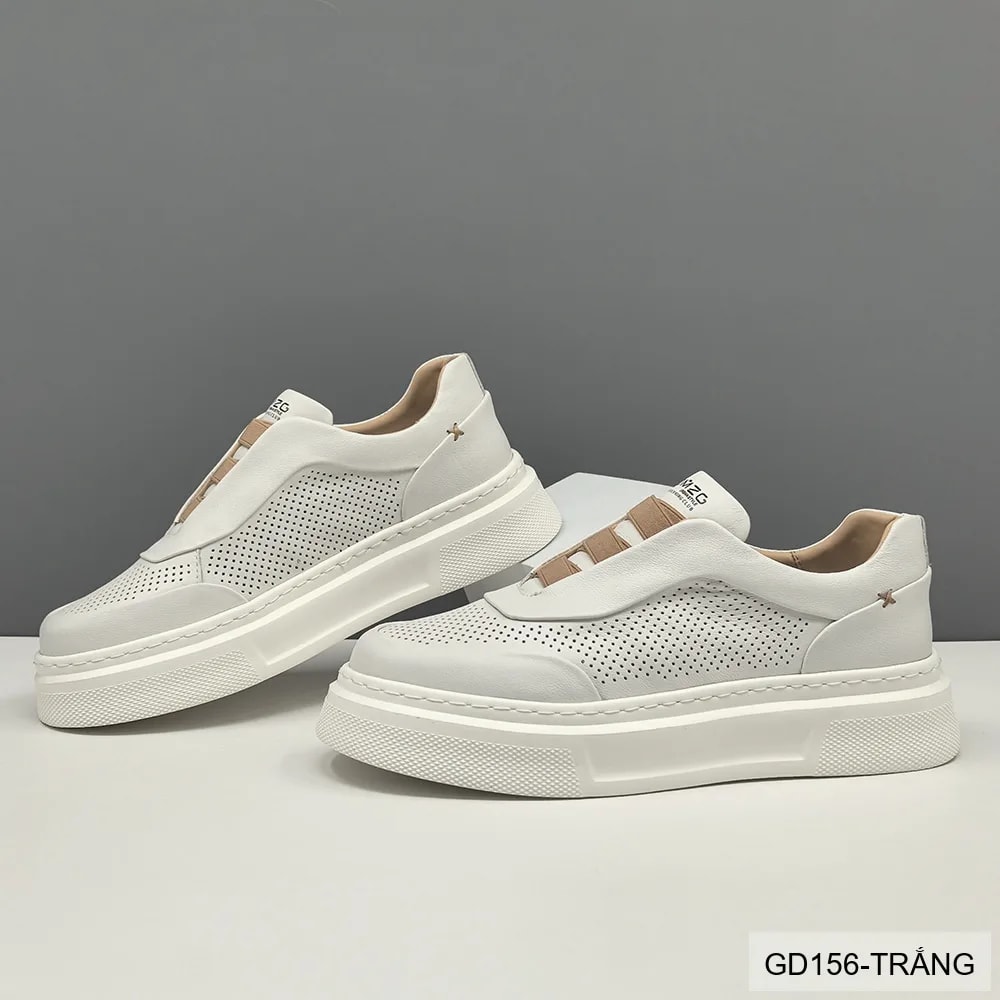 GD156 - Giày thể thao nam trắng da bò đế dày thời trang, thoáng khí, tăng chiều cao nhẹ - ảnh 4