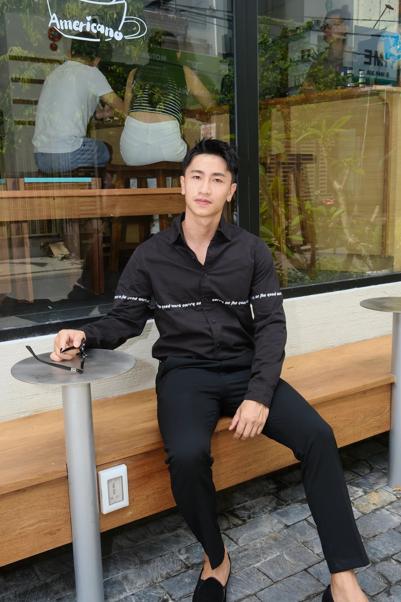 SA51 - Áo Sơ Mi Nam Phong Cách Nhật Bản Thêu Tiếng Anh Tay Dài Thời Trang Đa Năng - ảnh 4