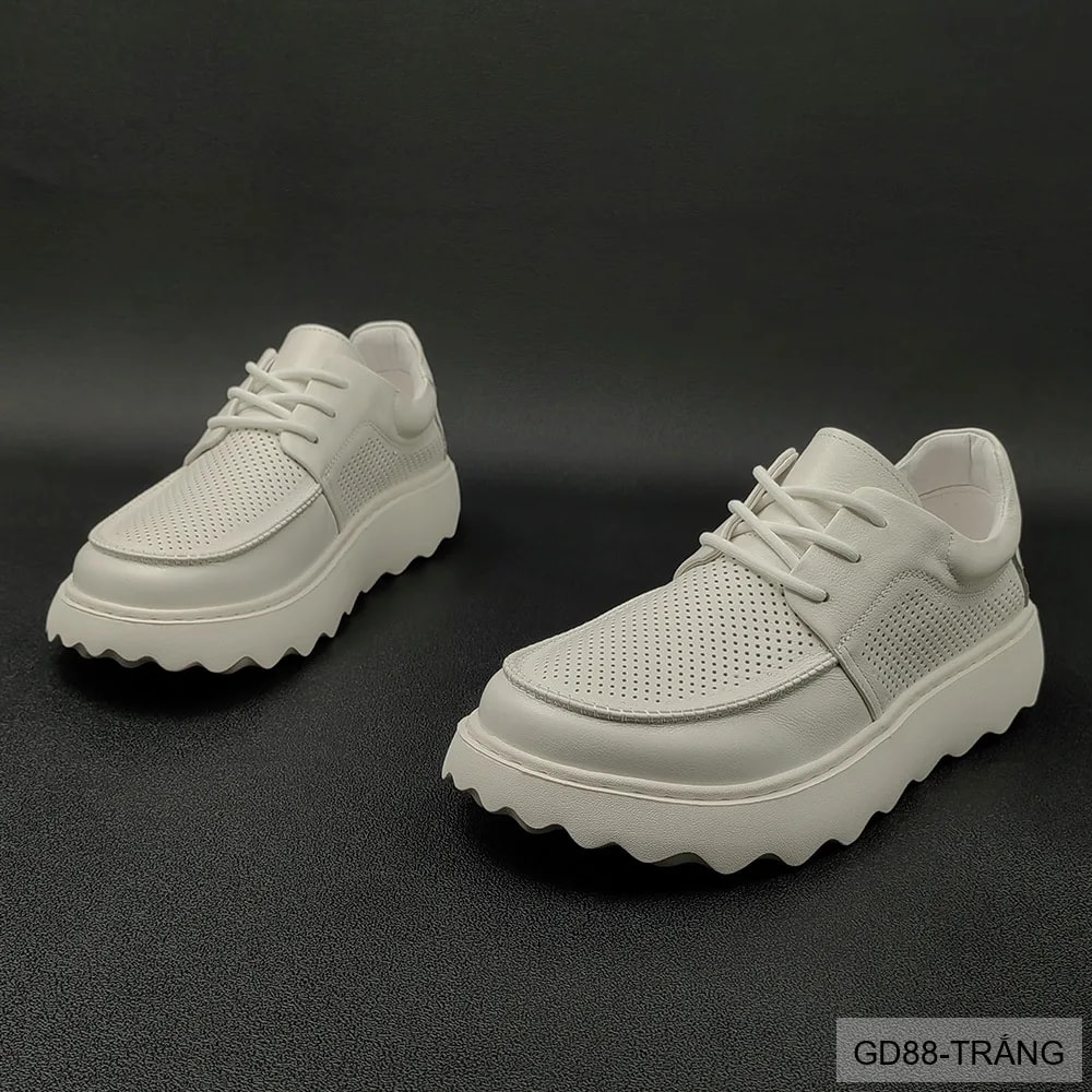 GD88 - Giày Nam Da Bò Thông Minh Đế Dày Thời Trang Mùa Hè Kaki Trắng - ảnh 5