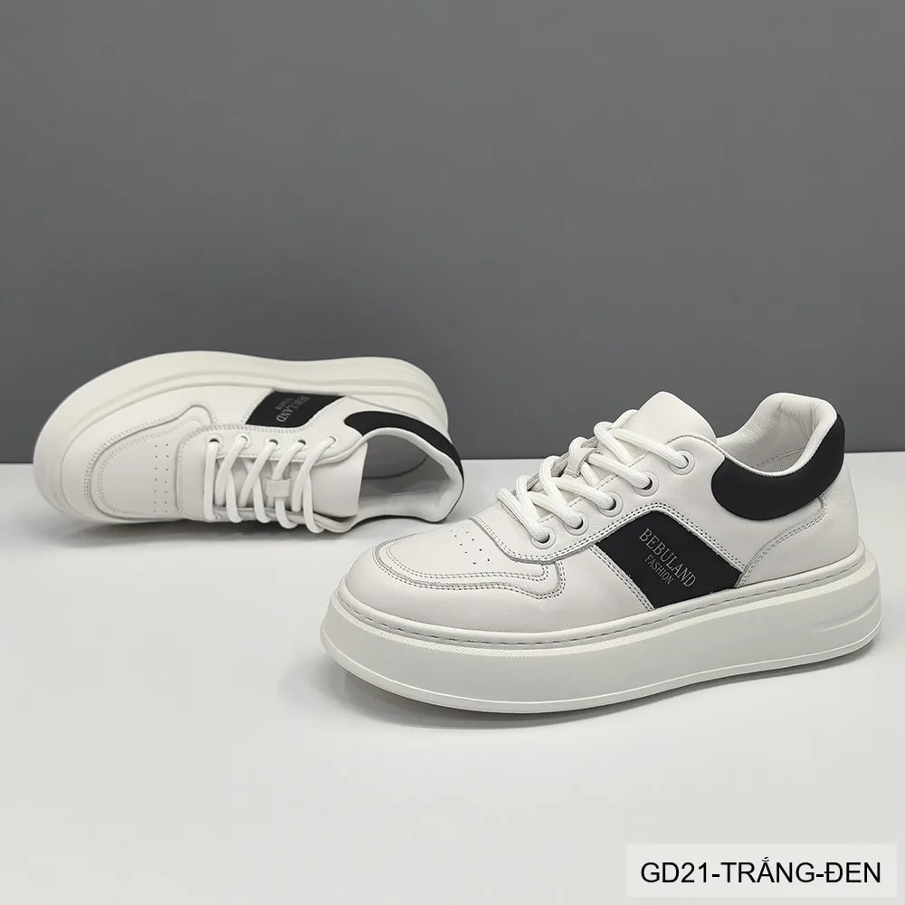 GD21 - Giày Thể Thao Nam Da Thật Đế Dày Phong Cách Châu Âu Trắng Đen Xám - ảnh 4