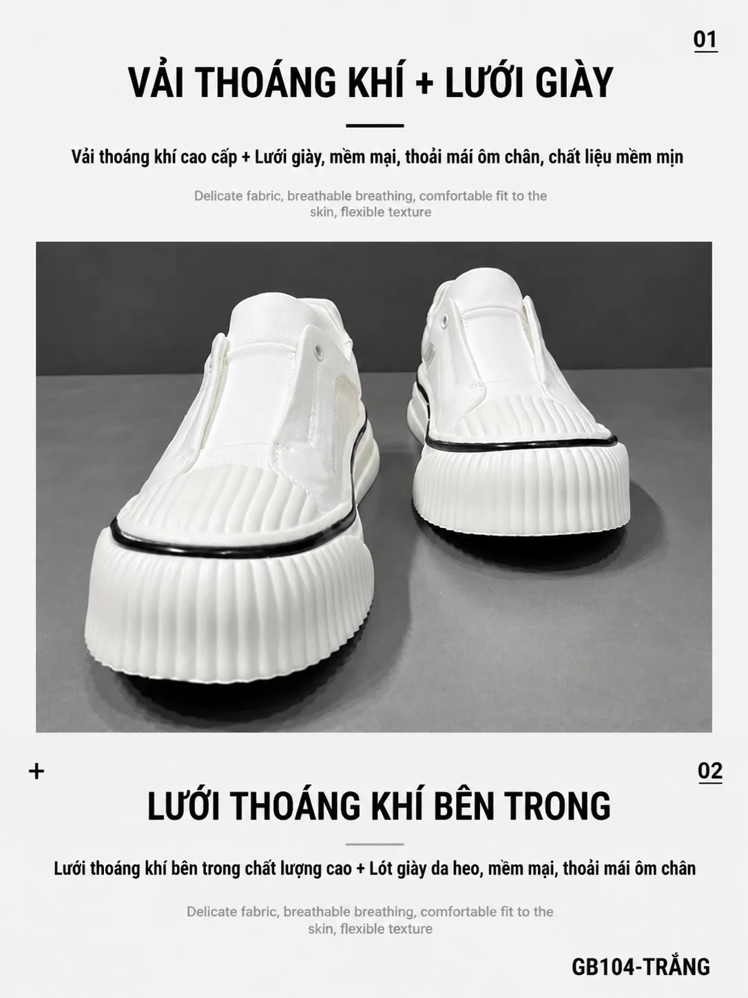 GB104 - Giày thể thao nam đế dày vải lưới thoáng khí, kiểu dáng trẻ trung phong cách thường ngày - ảnh 6