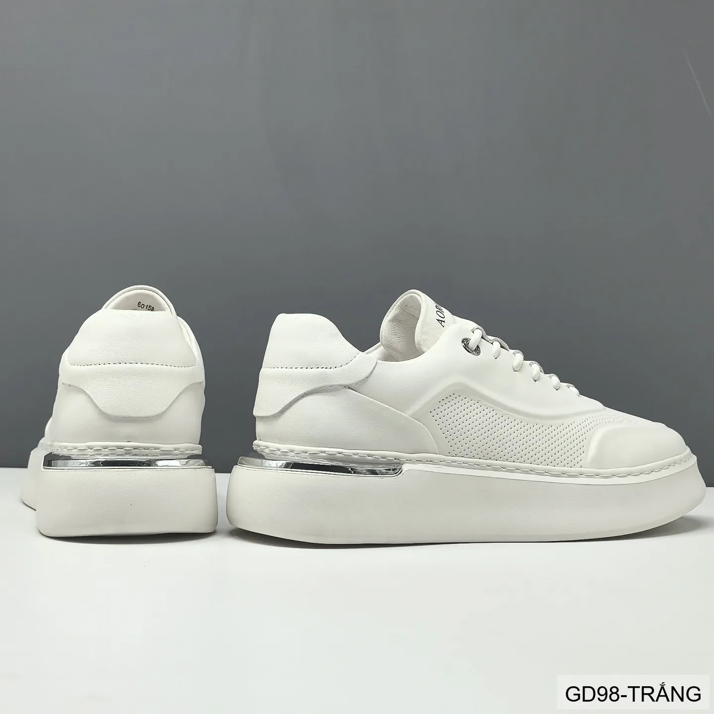 GD98 - Giày thể thao nam trắng da bò cao cấp, thiết kế retro tăng chiều cao, thoáng khí, phong cách casual - ảnh 6