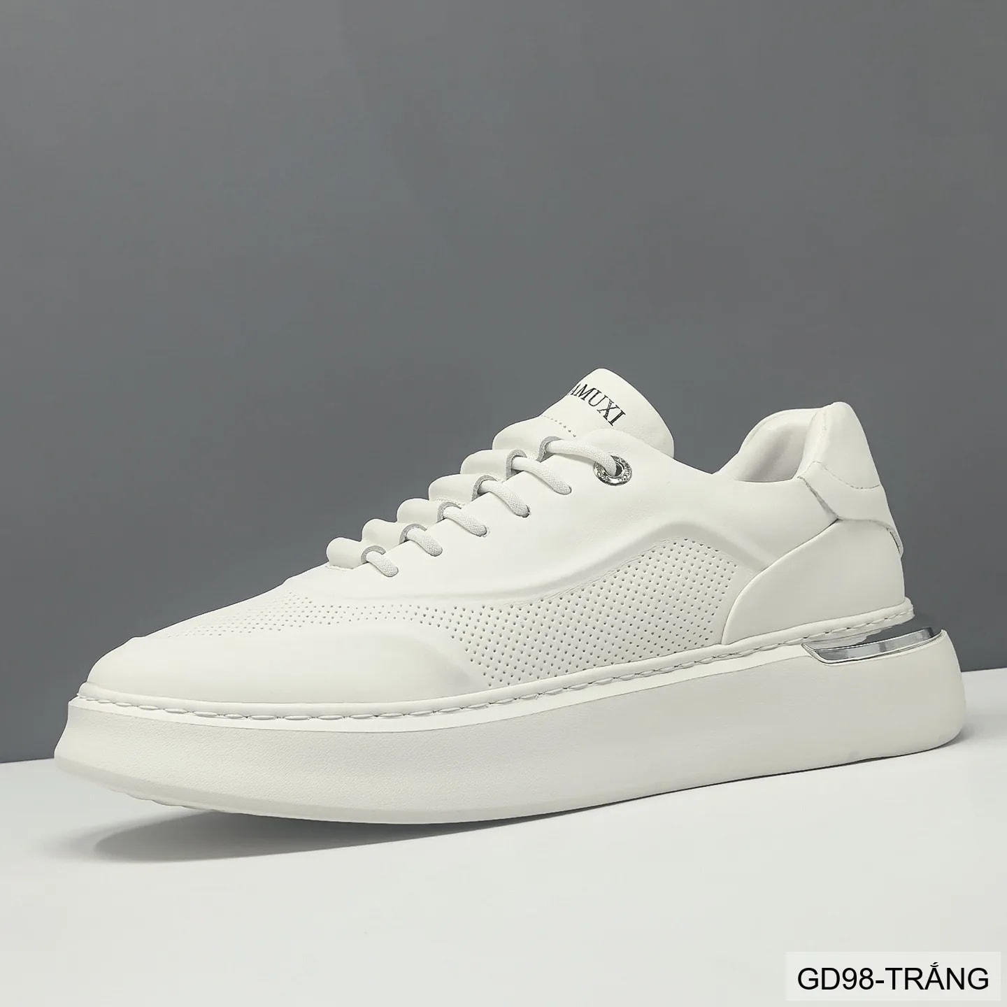 GD98 - Giày thể thao nam trắng da bò cao cấp, thiết kế retro tăng chiều cao, thoáng khí, phong cách casual - ảnh 3