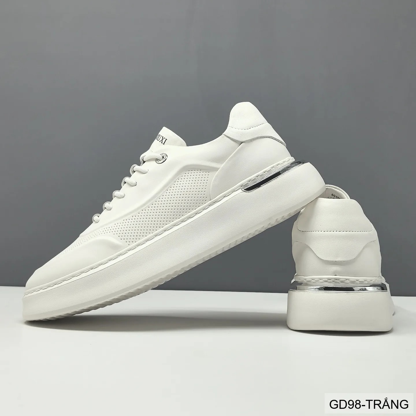 GD98 - Giày thể thao nam trắng da bò cao cấp, thiết kế retro tăng chiều cao, thoáng khí, phong cách casual - ảnh 7