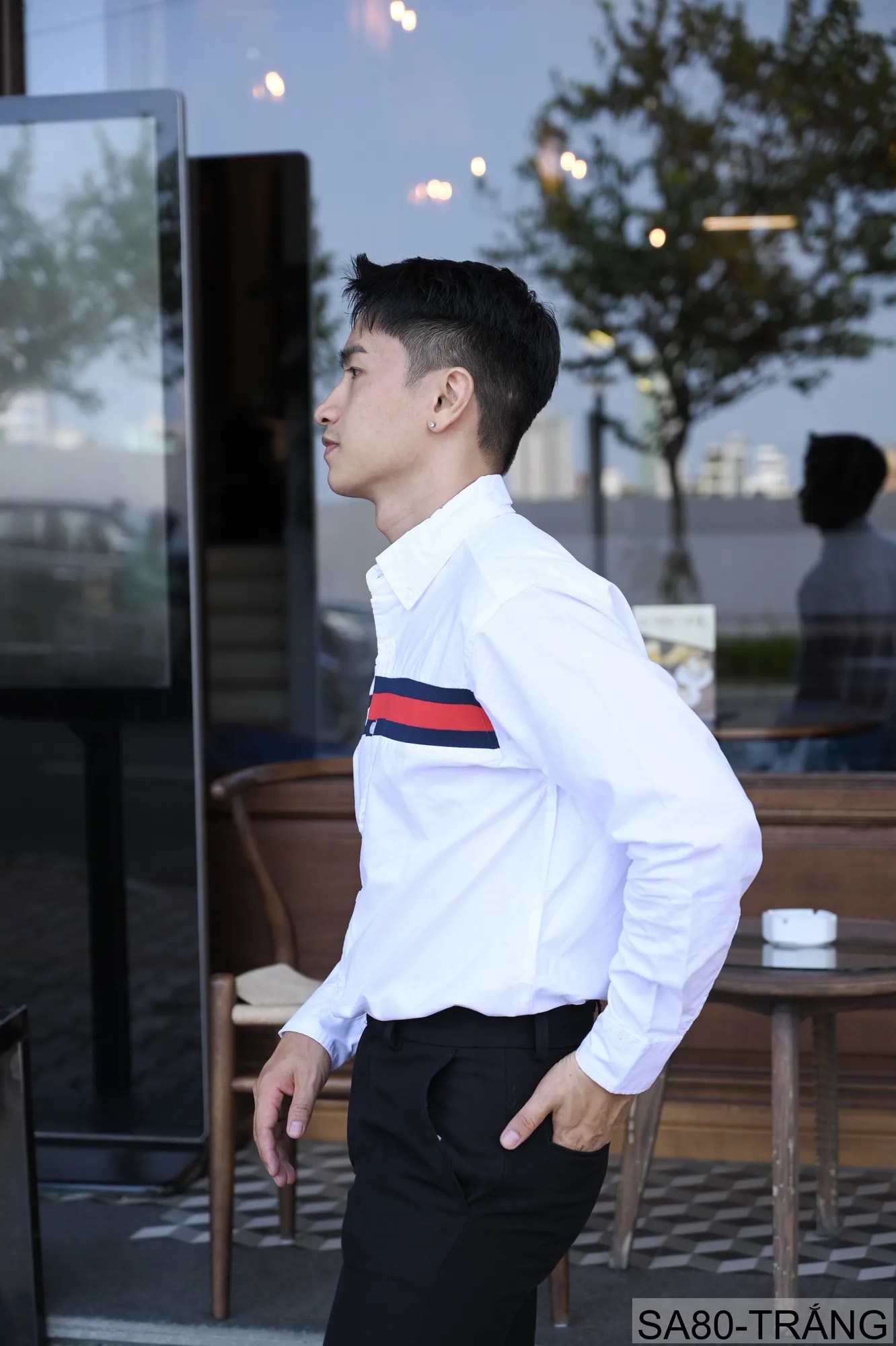 SA80 - Áo sơ mi nam tay dài phong cách Nhật Bản, chất cotton mềm mại, cổ bẻ, thiết kế sọc ngang thời trang - ảnh 6