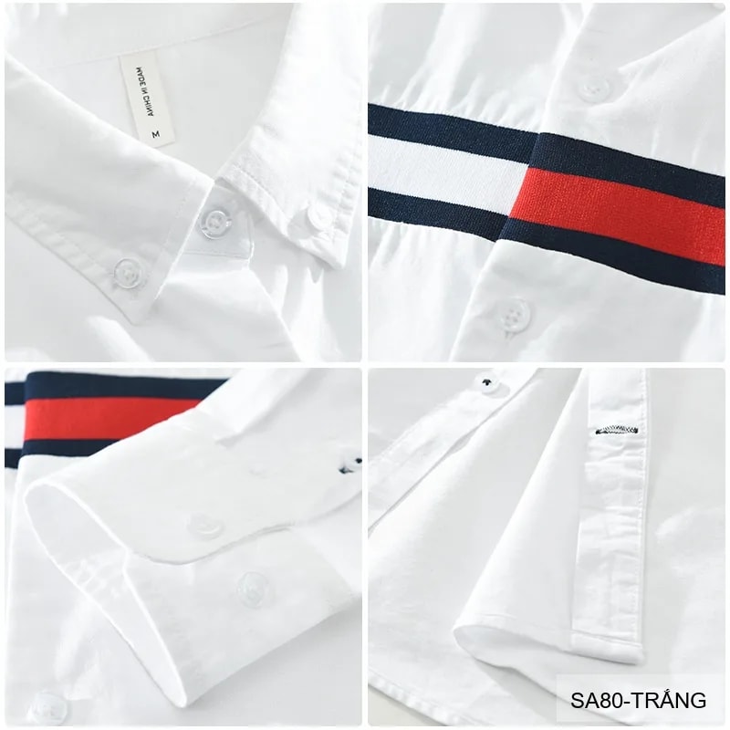 SA80 - Áo sơ mi nam tay dài phong cách Nhật Bản, chất cotton mềm mại, cổ bẻ, thiết kế sọc ngang thời trang - ảnh 10