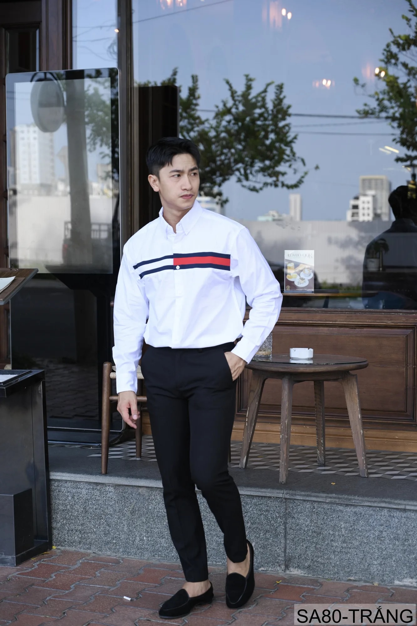 SA80 - Áo sơ mi nam tay dài phong cách Nhật Bản, chất cotton mềm mại, cổ bẻ, thiết kế sọc ngang thời trang - ảnh 9