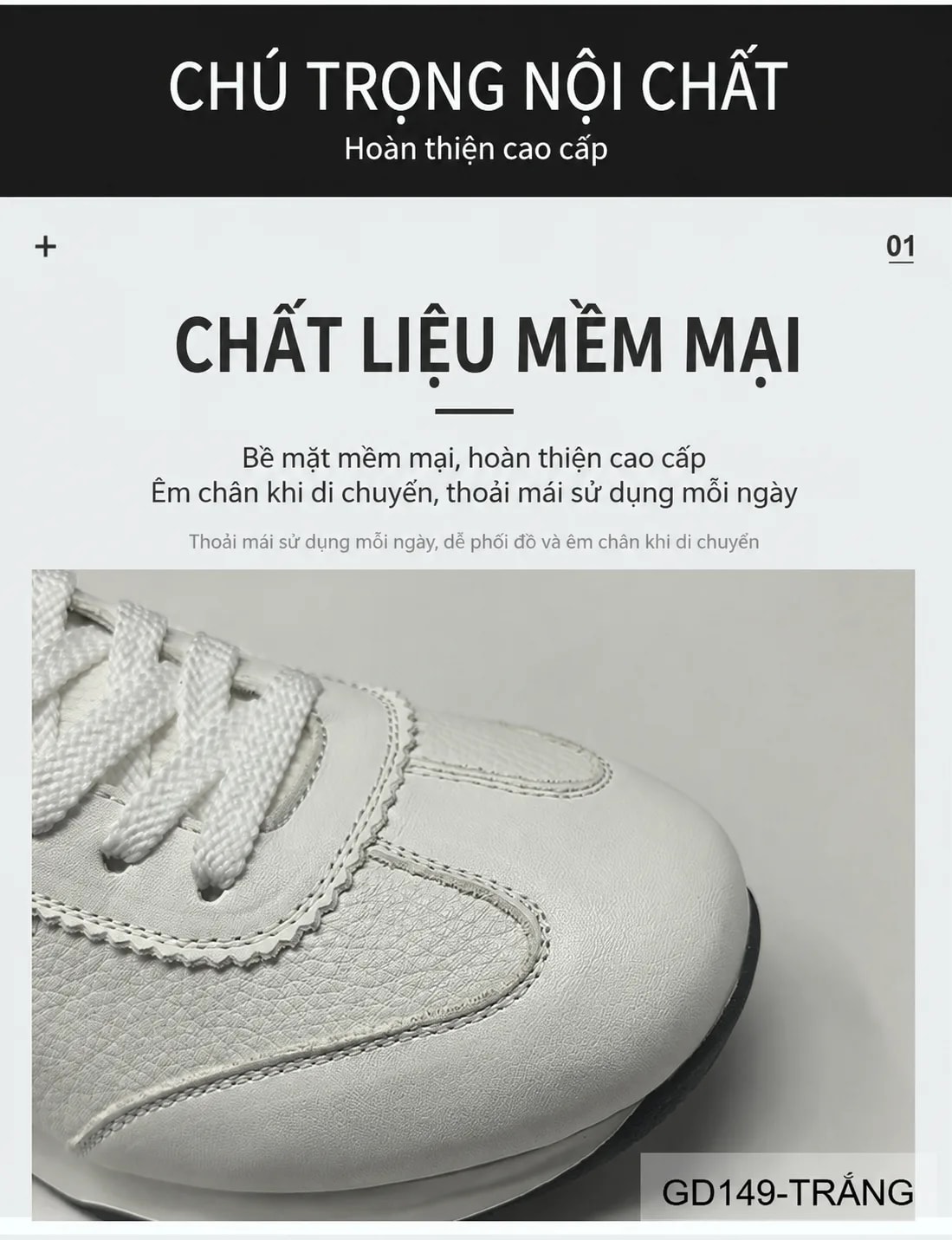 GD149 - Giày thể thao nam phong cách retro, thoáng khí, đế dày êm ái, phối màu trắng đen - ảnh 7