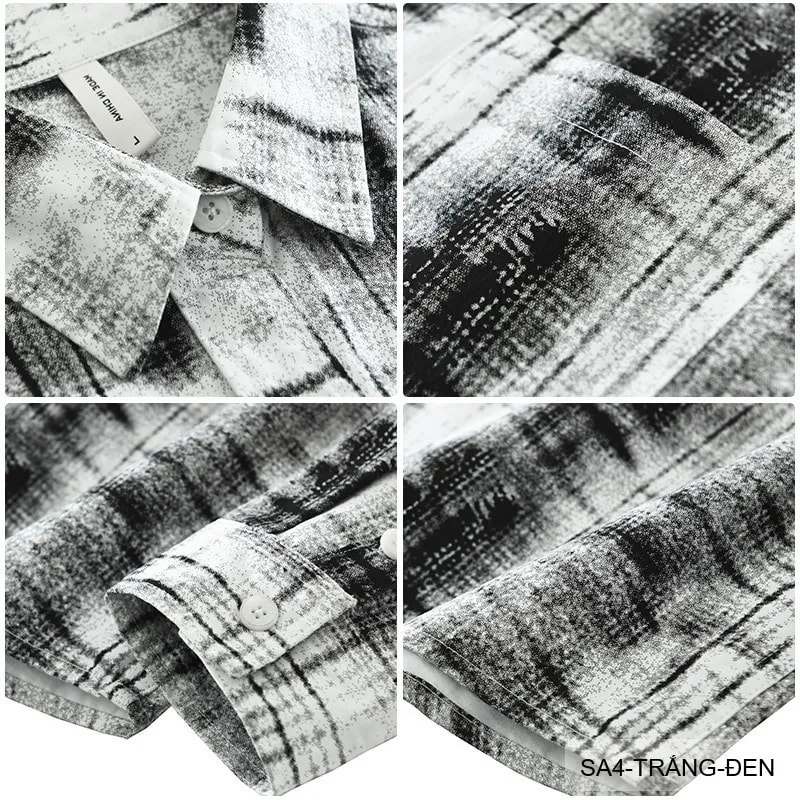 SA4 - Áo sơ mi nam dài tay phong cách Nhật, họa tiết , chất cotton mềm mại, dáng rộng thoải mái - ảnh 5