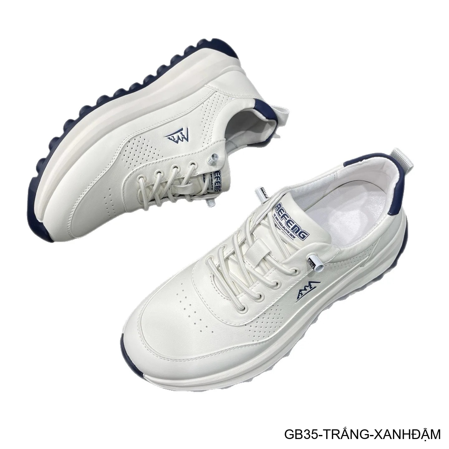 GB35 - Giày thể thao nam da thật đục lỗ, đế mềm nhẹ màu trắng, kiểu dáng thời trang, thoáng khí cho chạy bộ và đi chơi - ảnh 8