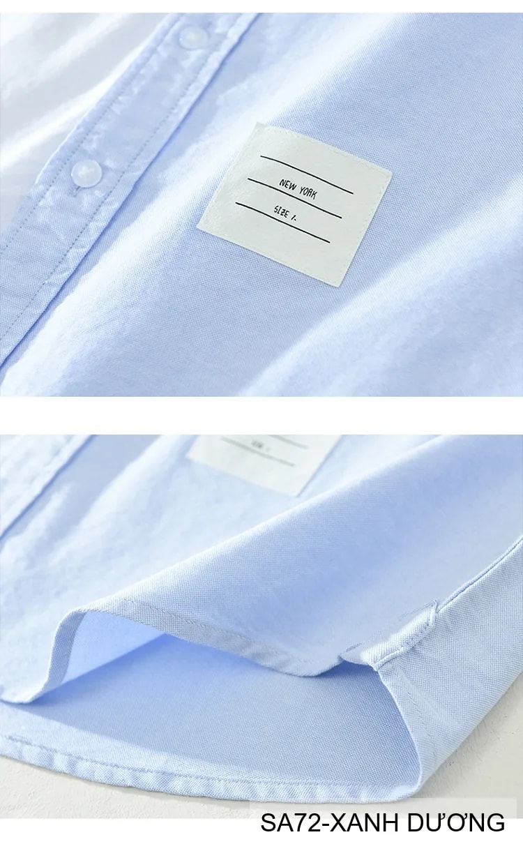 SA72 - Áo sơ mi dài tay phối màu xanh dương trắng phong cách Nhật, form rộng rãi, chất cotton mềm mại - ảnh 8