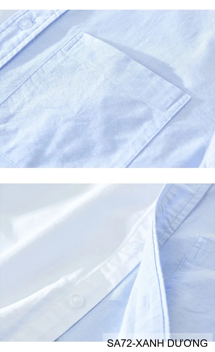 SA72 - Áo sơ mi dài tay phối màu xanh dương trắng phong cách Nhật, form rộng rãi, chất cotton mềm mại - ảnh 7