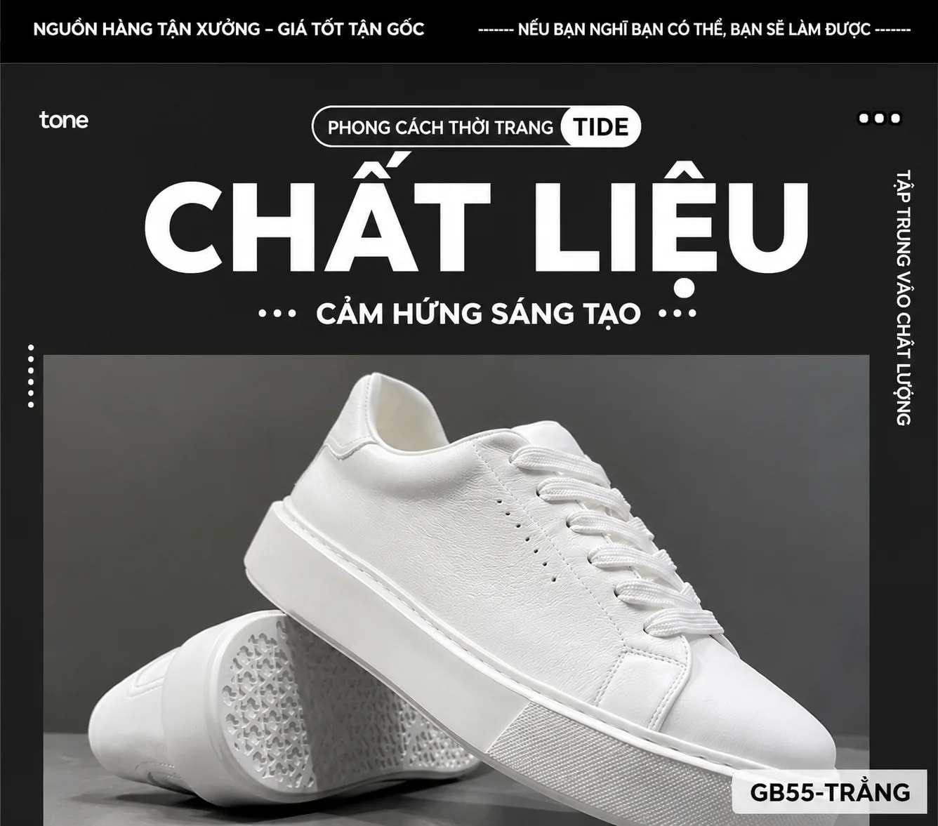 GB55 - Giày thể thao nam đế cao trắng da thật phong cách châu Âu - ảnh 8