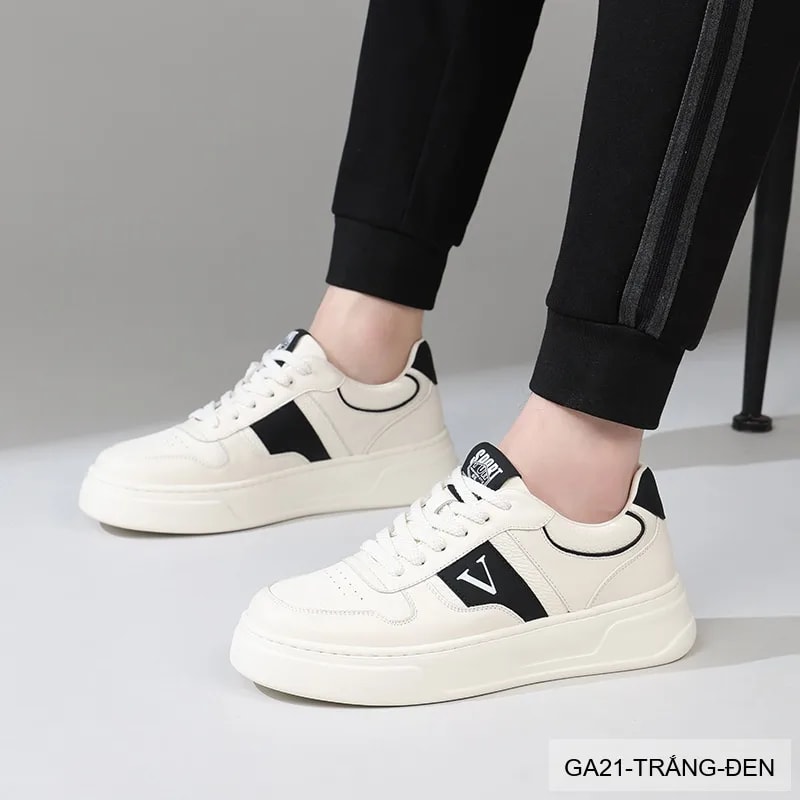 GA21 - Giày thể thao nam đế dày da bò cao cấp Lin Sen màu trắng phong cách retro - ảnh 4