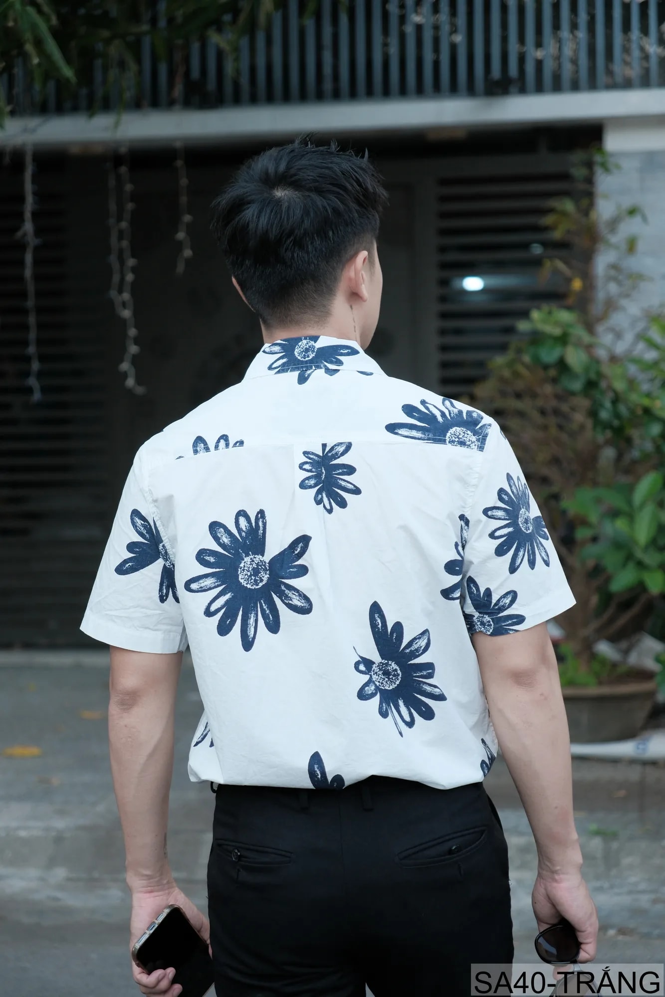 SA40 - Áo sơ mi nam tay ngắn họa tiết hoa cúc, phong cách Hàn Quốc, chất cotton thoáng mát - ảnh 6