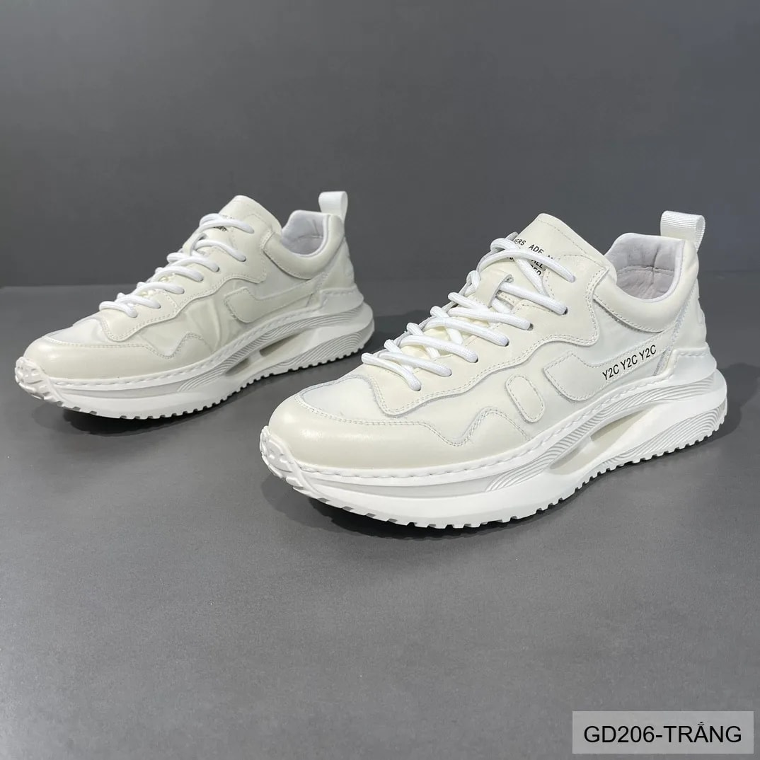 GD206 - Giày nam thể thao đế dày kiểu dad shoes da bò đầu, màu trắng thời thượng - ảnh 5