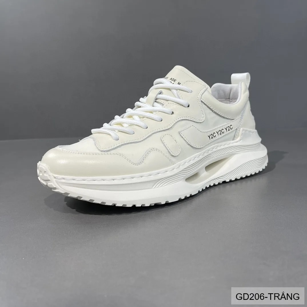 GD206 - Giày nam thể thao đế dày kiểu dad shoes da bò đầu, màu trắng thời thượng - ảnh 6