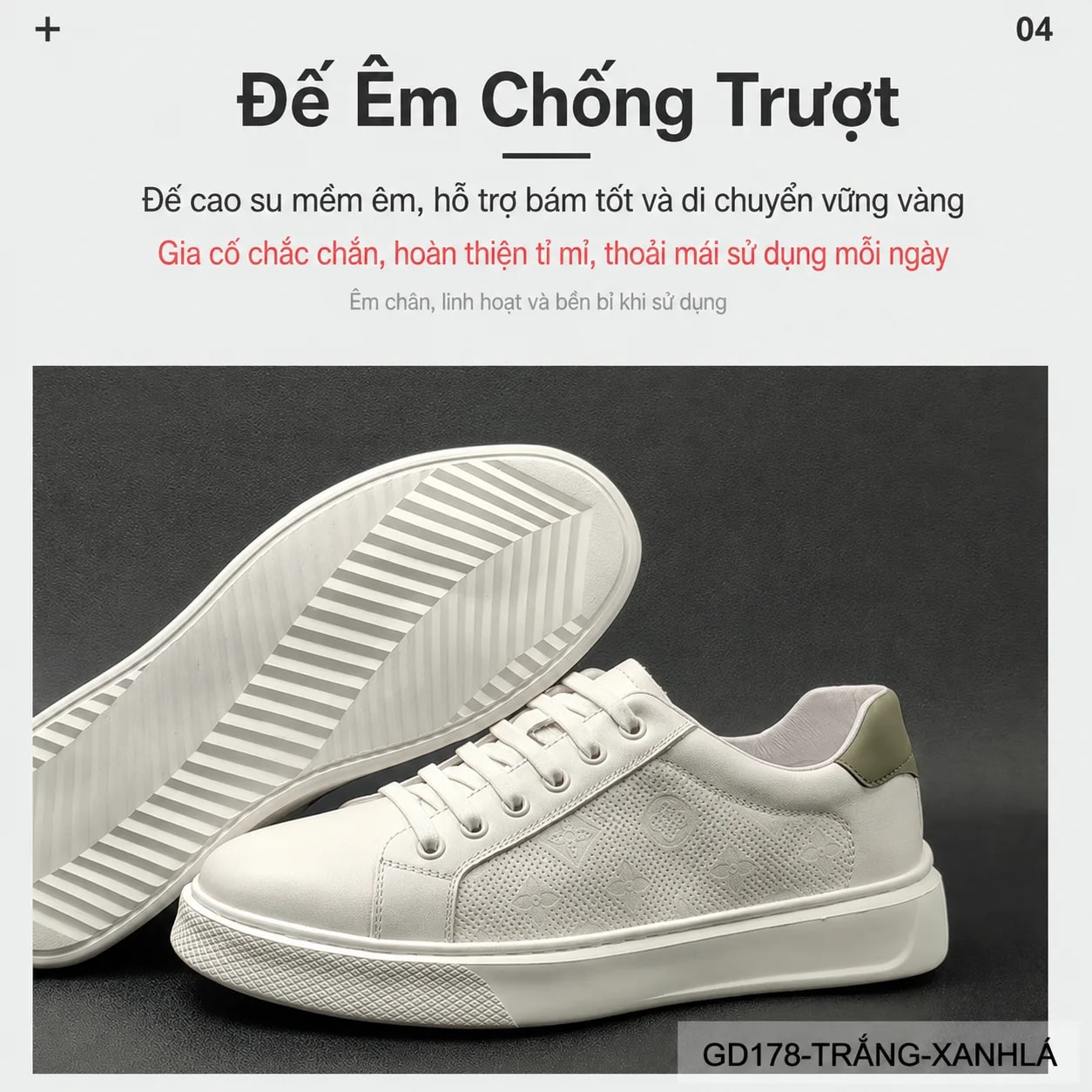 GD178 - Giày thể thao nam da thật trắng phối màu xanh lá đen phong cách châu Âu - ảnh 9
