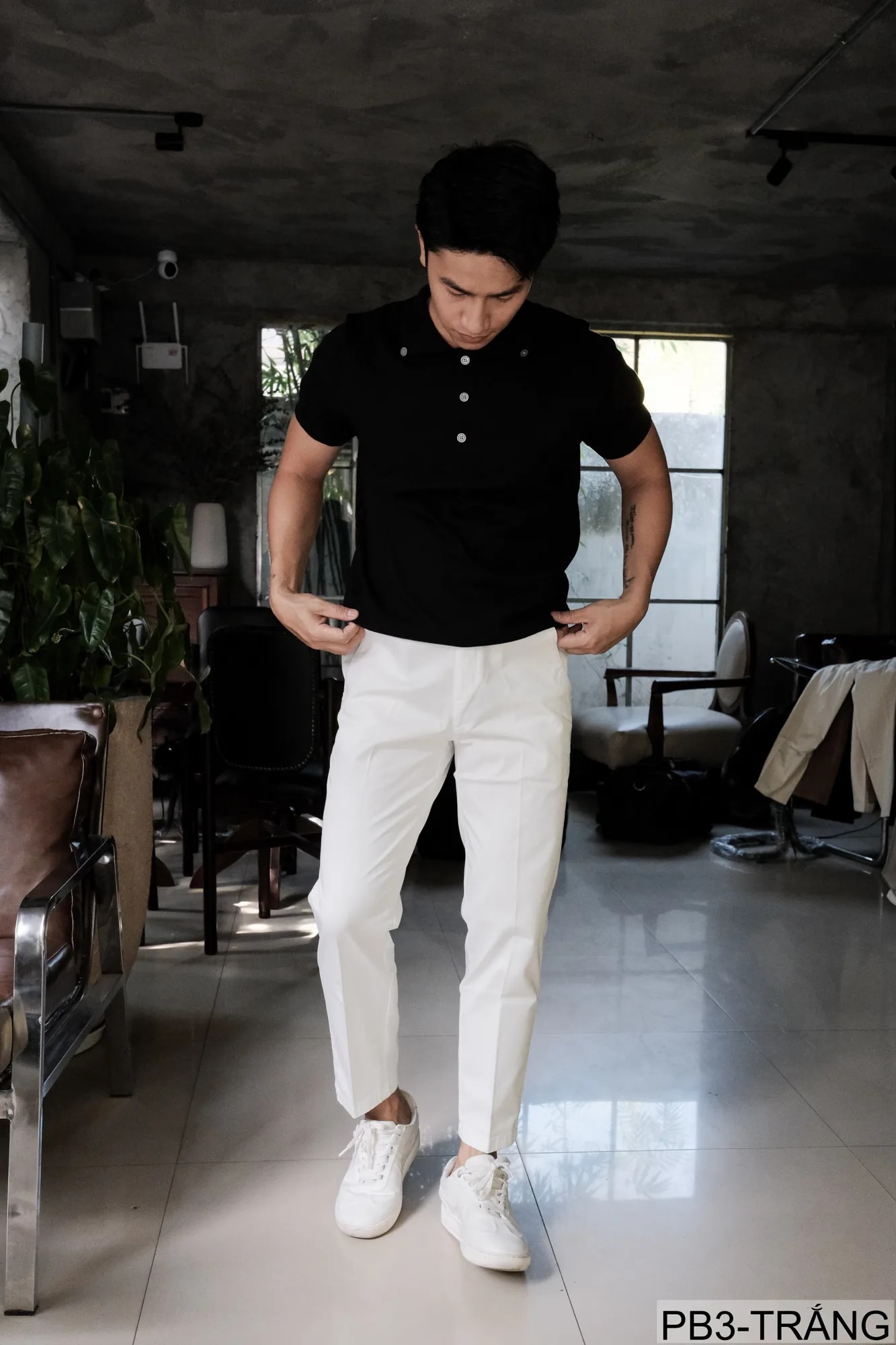 PB3 - Quần ống đứng nam màu trơn, chất cotton co giãn nhẹ, dáng regular fit, phong cách streetwear - ảnh 5