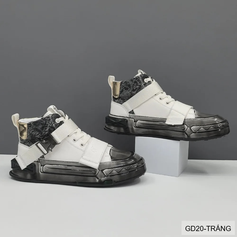 GD20 - Giày thể thao nam đế dày cao cổ phong cách retro, tăng chiều cao, thoáng khí, phối màu trắng đen - ảnh 5