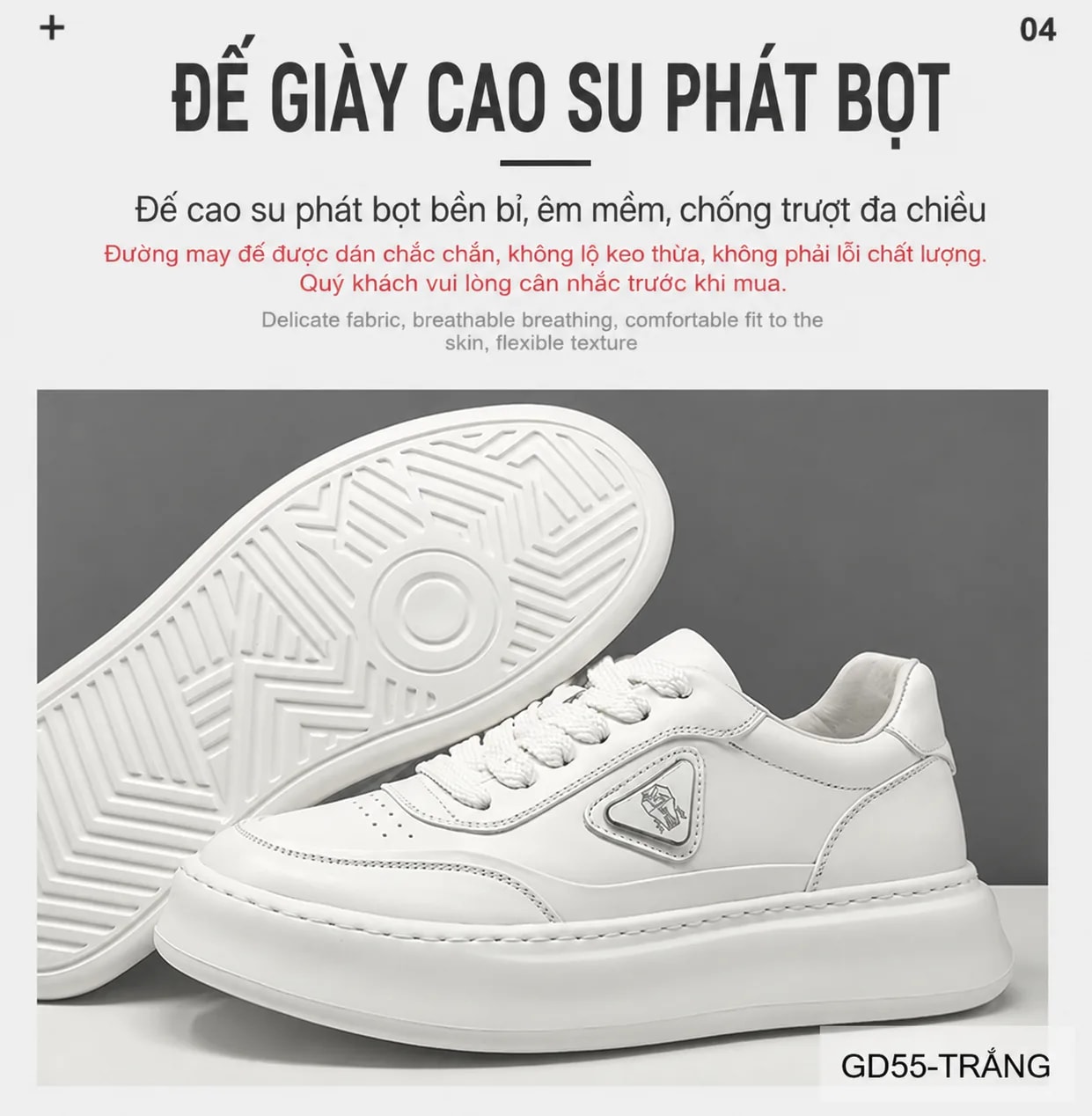 GD55 - Giày thể thao nam da bò thật đế dày trắng thời trang năng động - ảnh 10