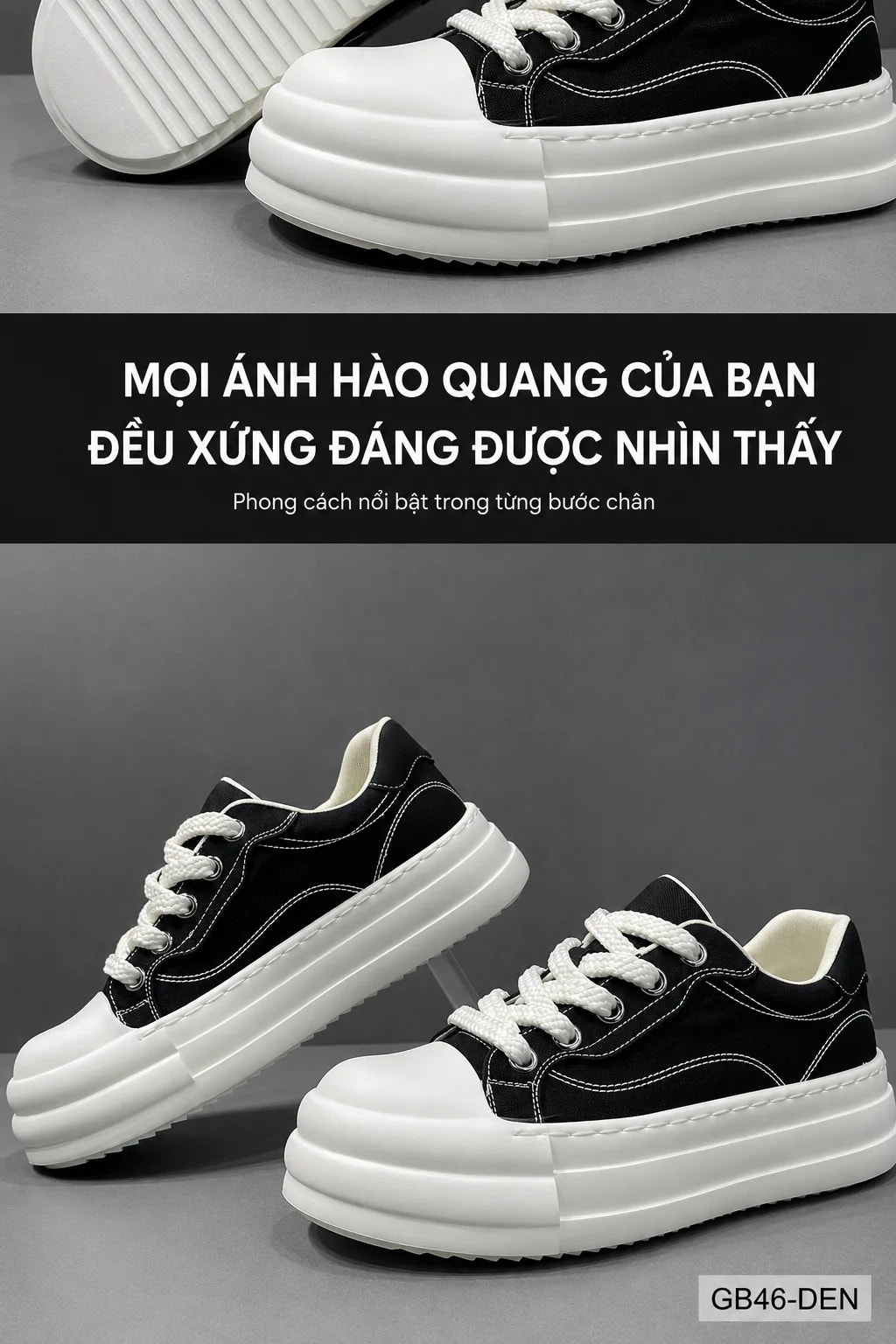 GB46 - Giày nam vải đế dày tăng chiều cao, kiểu dáng thời trang đường phố, phối màu Quả Mơ - Rượu Vang Đỏ - Đen - ảnh 4