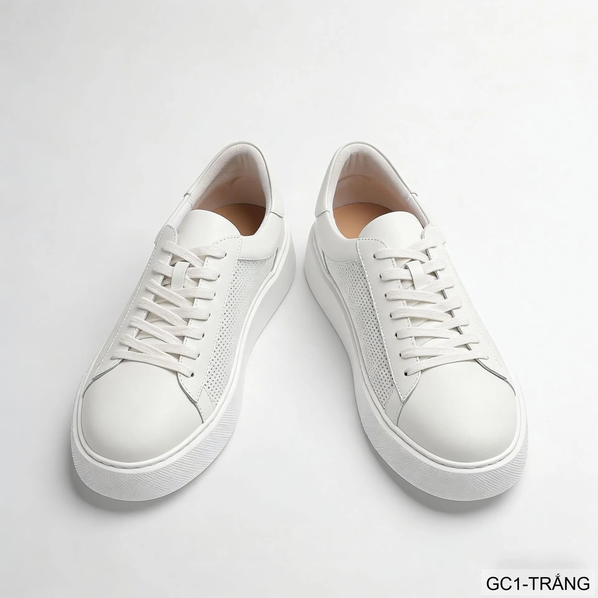 GC1 - Giày thể thao nam trắng đế dày thoáng khí da thật cao cấp - ảnh 8