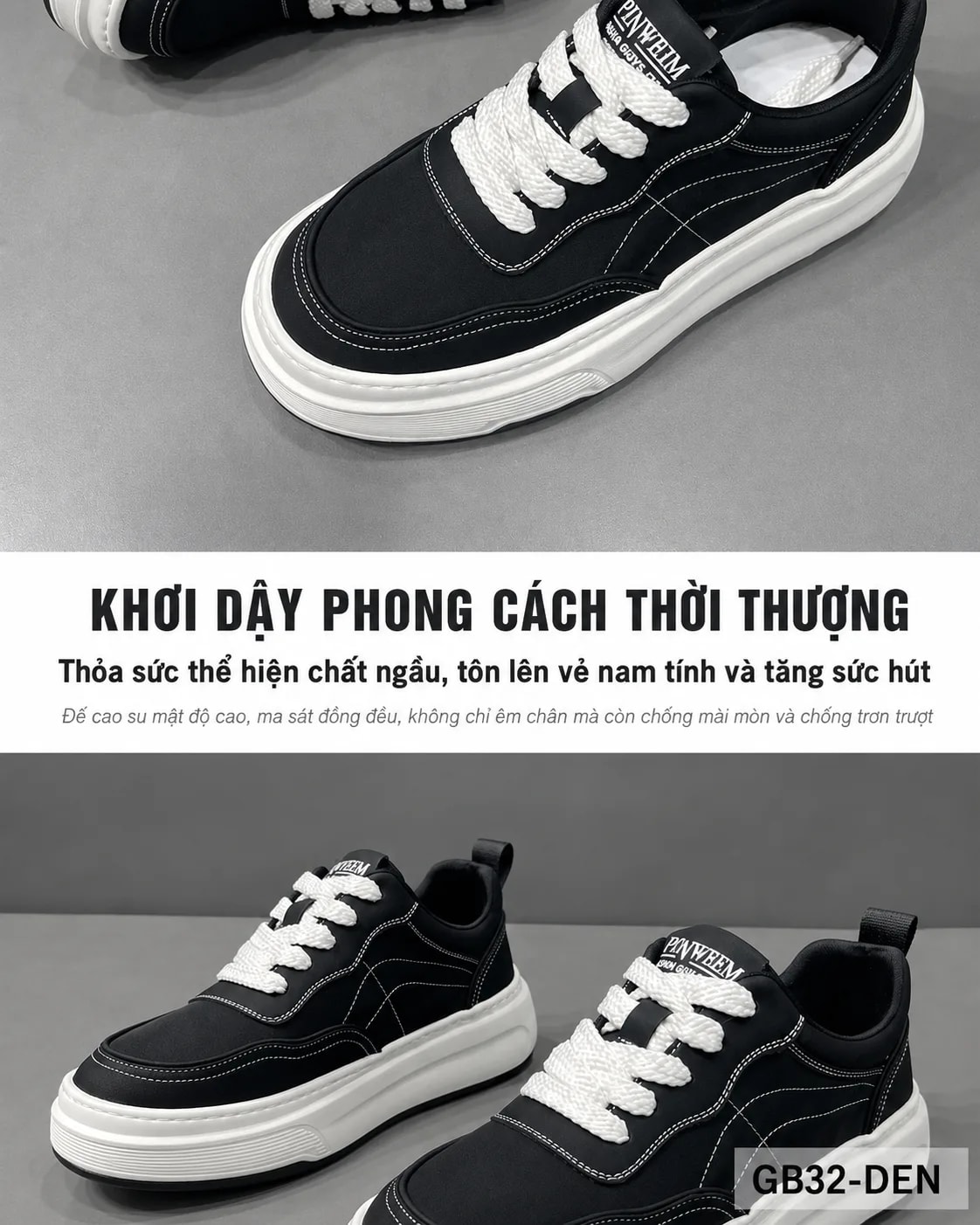 GB32 - Giày vải nam tăng chiều cao, đế cao trắng, kiểu dáng thể thao thời trang - ảnh 6
