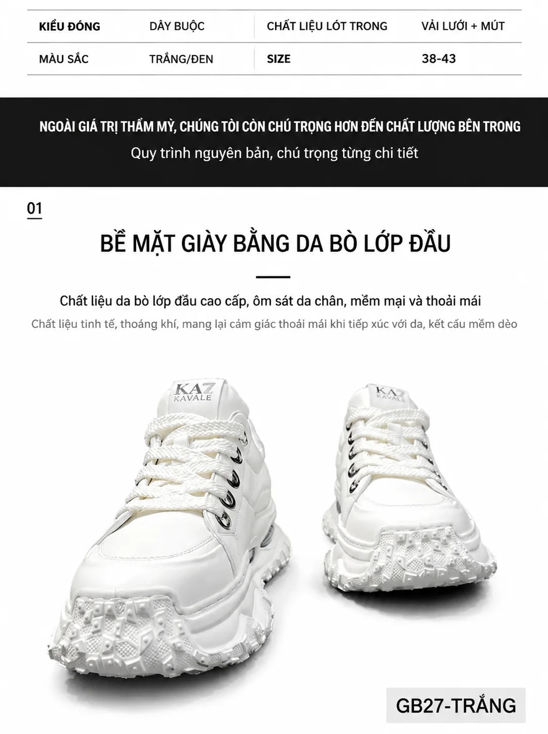 GB27 - Giày nam da bò cao cấp đế dày tăng chiều cao kiểu dad shoes thời trang - ảnh 6