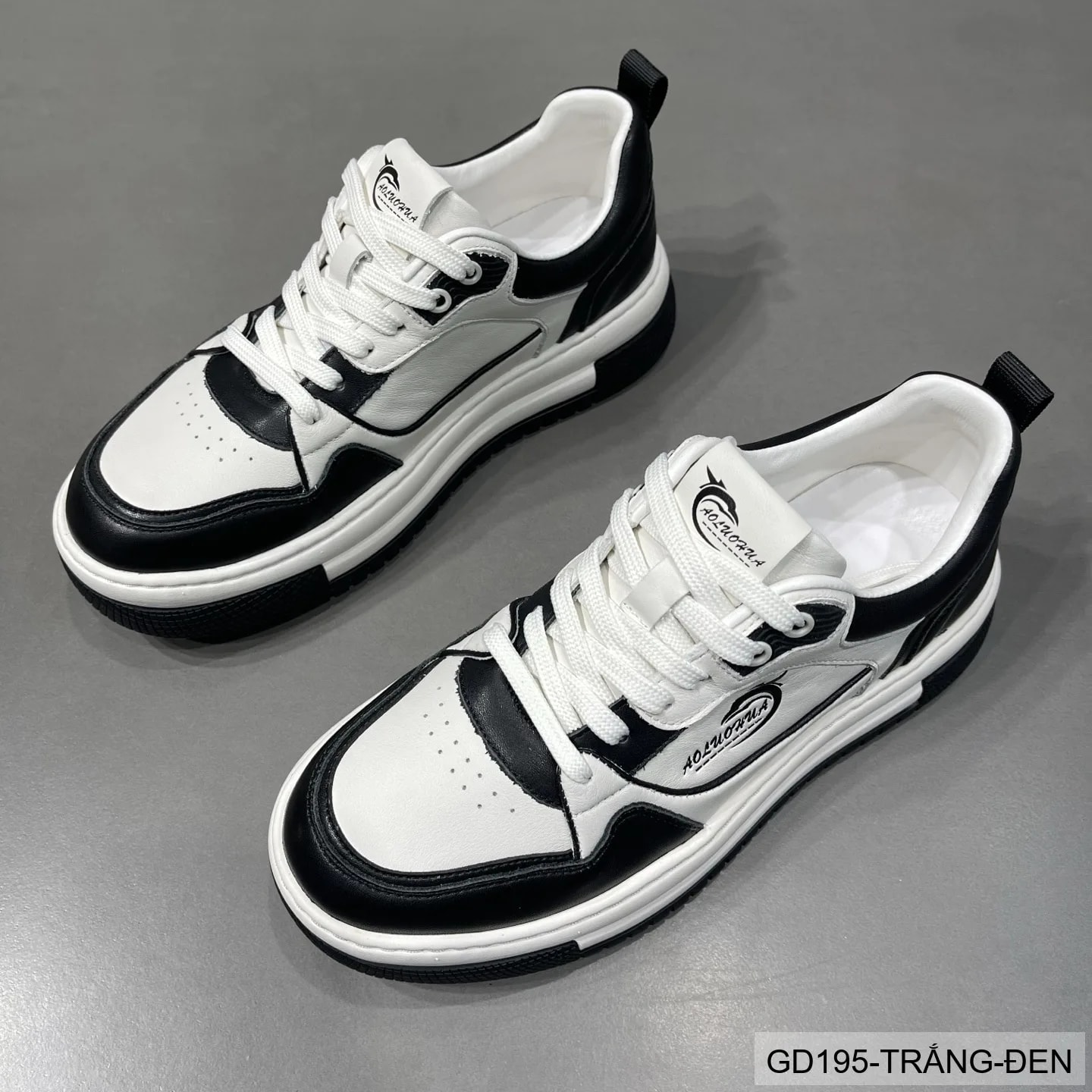 GD195 - Giày nam da bò cao cấp phối màu trắng đen, kiểu dáng thể thao casual thời thượng 2026 - ảnh 4