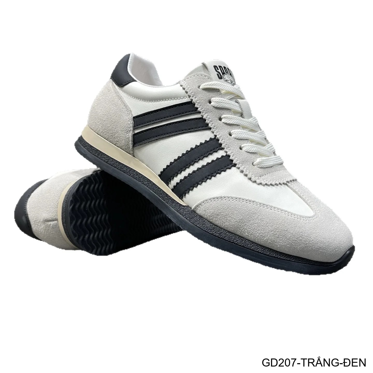 GD207 - Giày thể thao nam cổ thấp kiểu dad shoes, phối 3 sọc, đế bằng, thoáng khí, đa dụng cho hàng ngày - ảnh 5