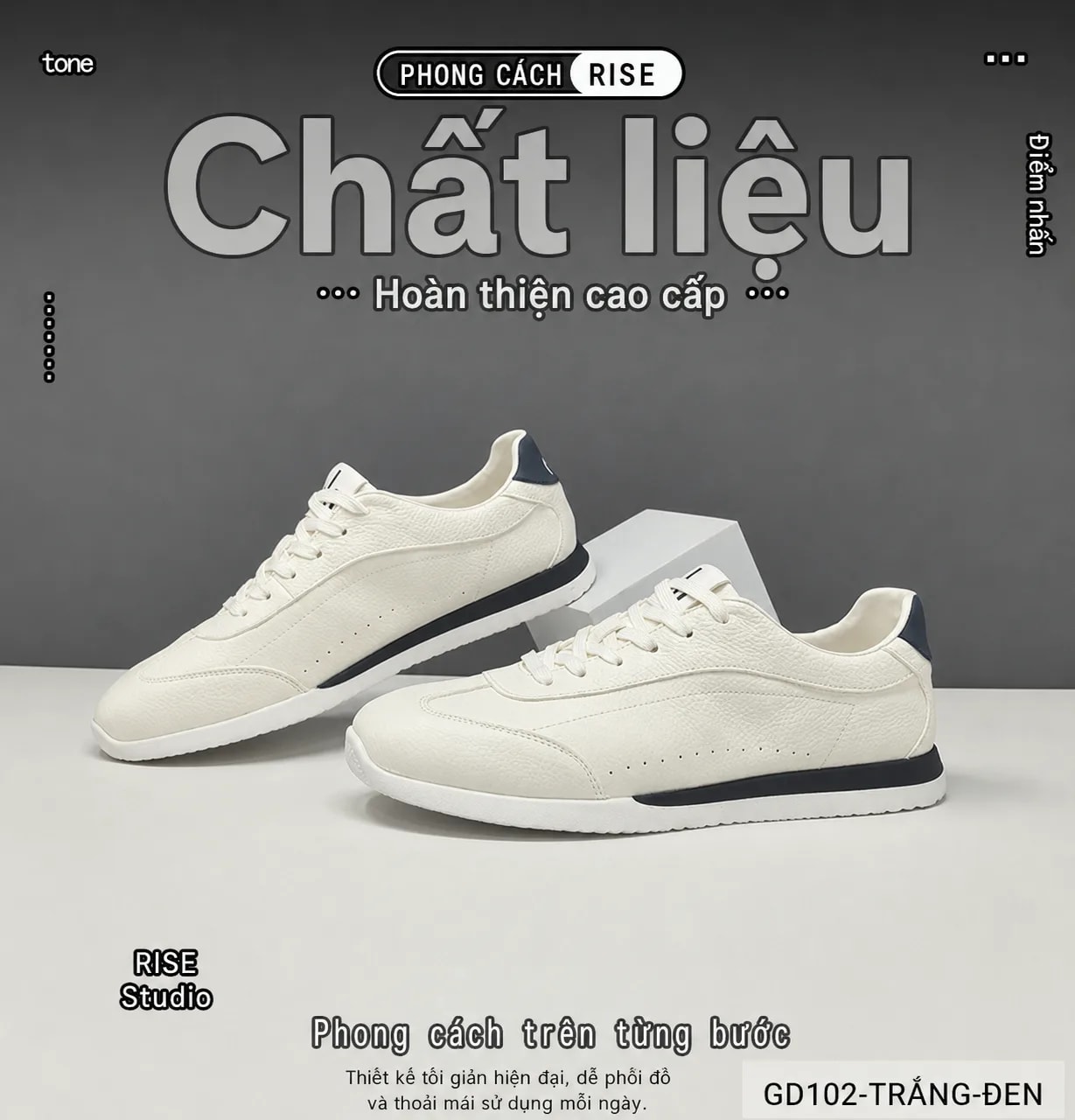 GD102 - Giày thể thao nam da thật màu trắng, đế mềm thoáng khí, kiểu dáng châu Âu thời thượng - ảnh 9