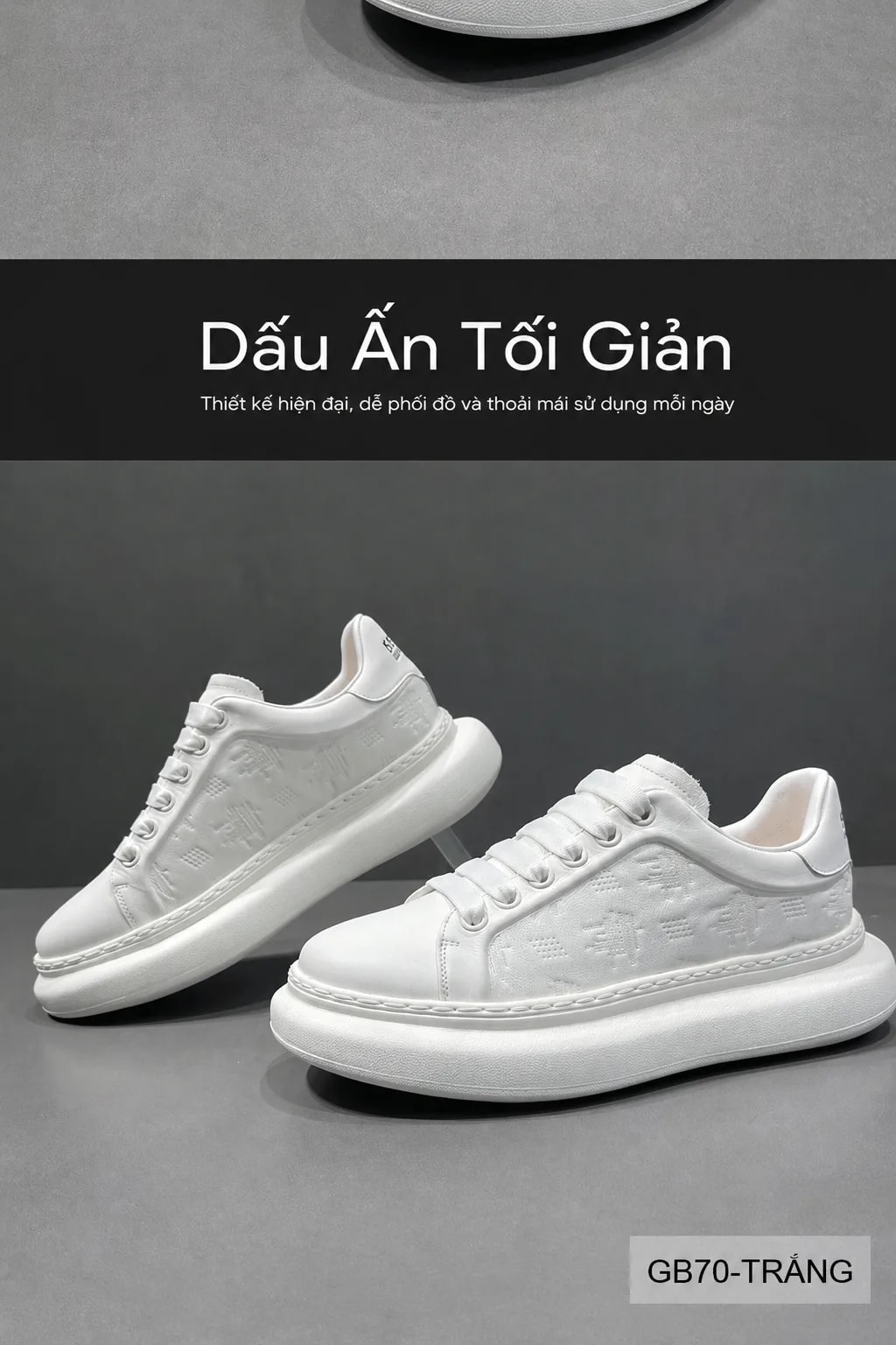 GB70 - Giày thể thao nam da thật đế dày trắng, thời trang trẻ trung 2026 - ảnh 8